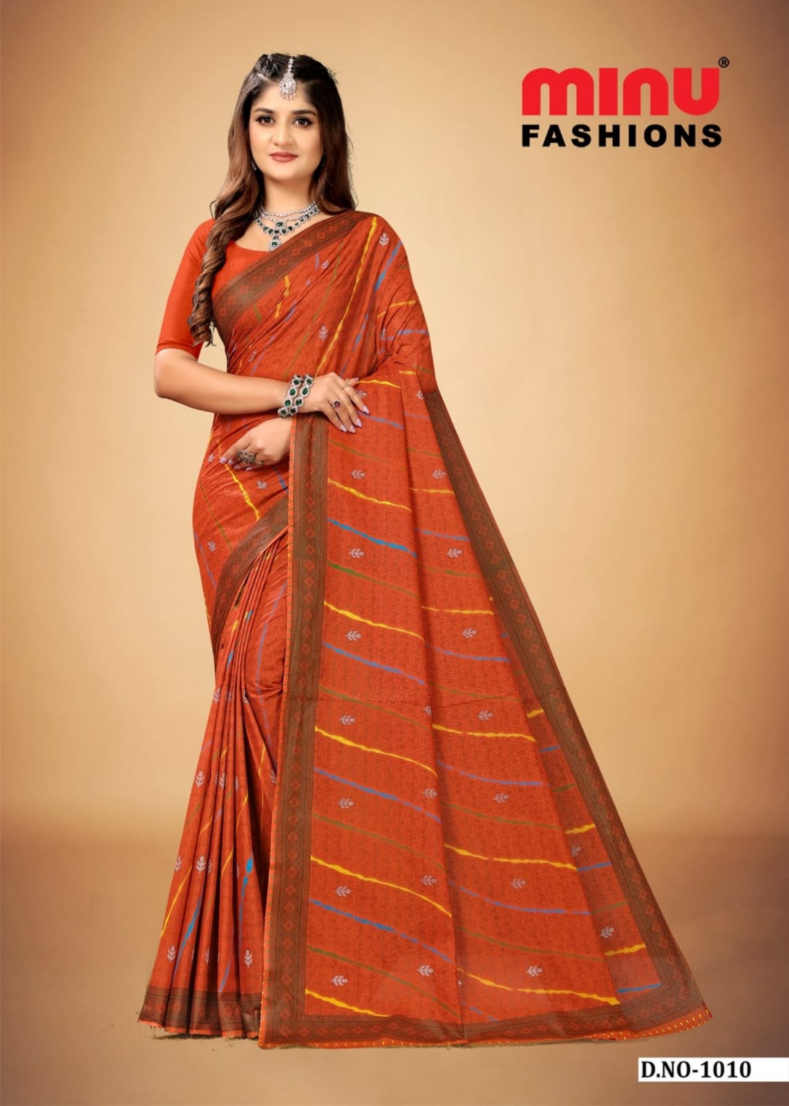 Embroidered Cotton Saree Avani (Special Rate) - 10 Pcs Set