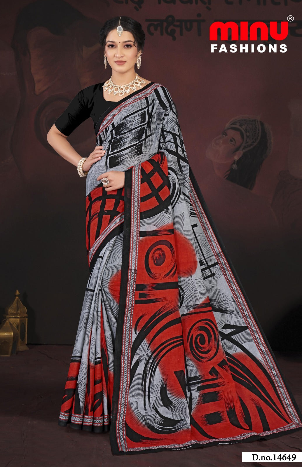 Malai Cotton Saree Black Pearl (Vol-5) - 10 Pcs Set