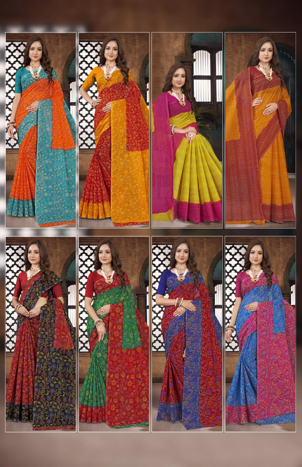Malai Cotton Saree Chokerbali (Vol-2) - 8 Pcs Set