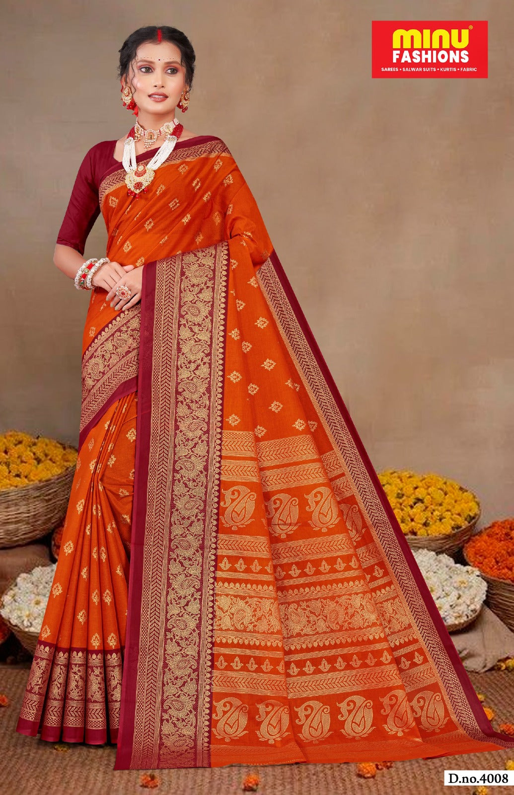 Malai Cotton Saree Gold Star (Vol- 3) - 10 Pcs Set