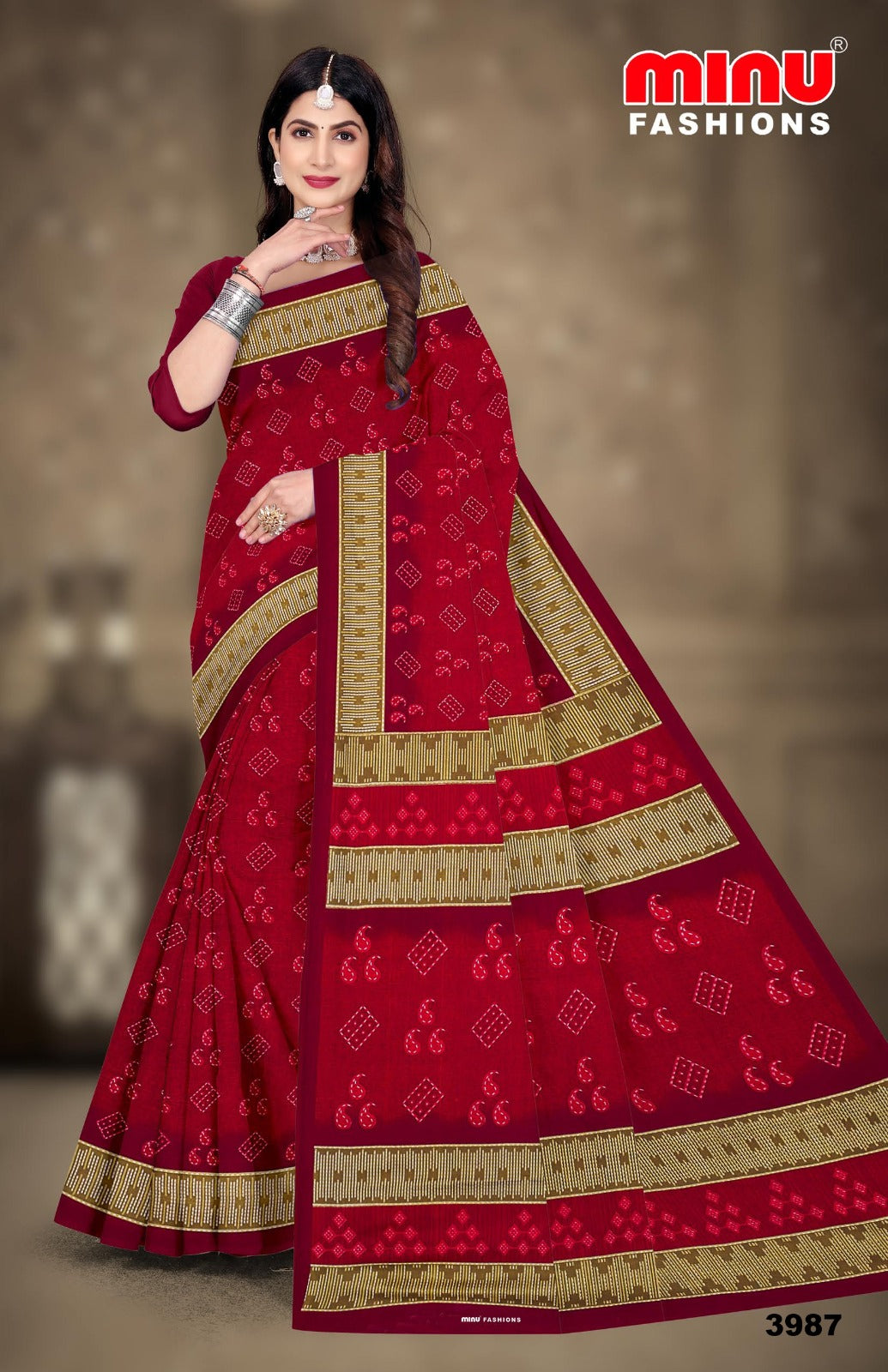 Printed Cotton Saree Malaika (Vol-45) (Special Rate) - 10 Pcs Set