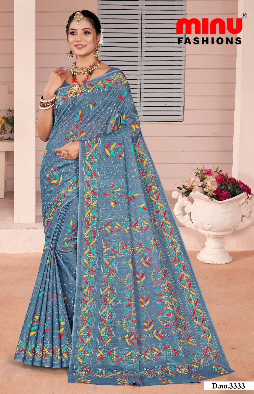 Malai Cotton Saree Nakshi Kantha (Vol-4) - 10 Pcs Set