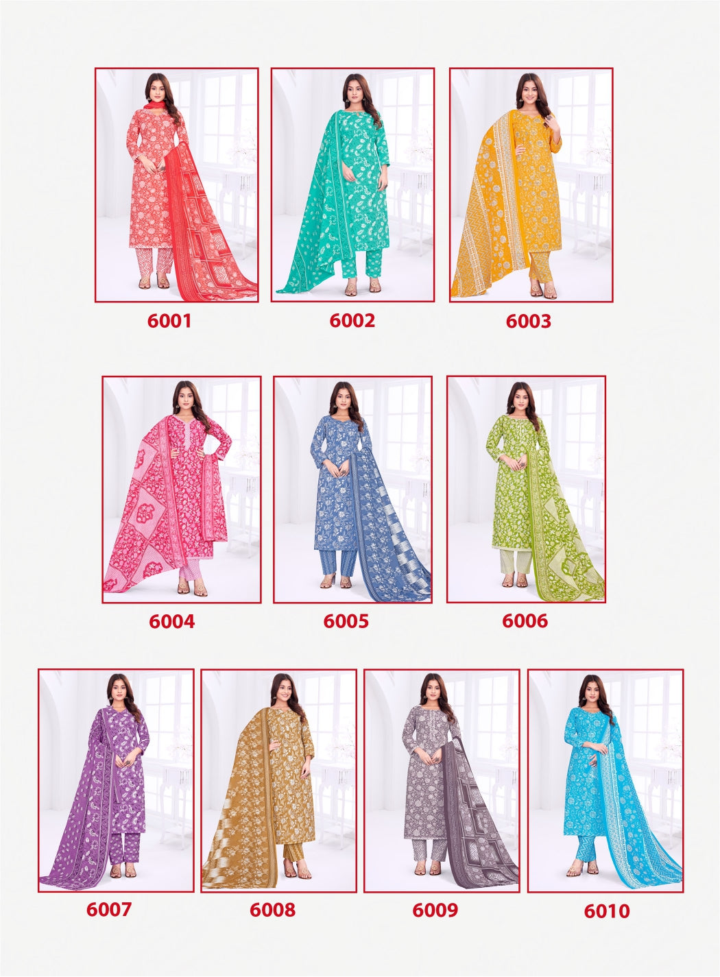 Printed Cotton Unstitched Salwar Suit Pestal Beauty Vol-6 (Special Rate) - 10 Pcs Set
