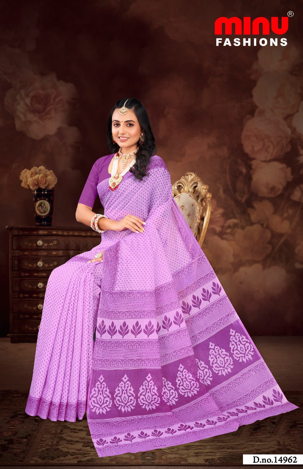 Malai Cotton Saree Priyatama Buti (Vol-5) - 10 Pcs Set
