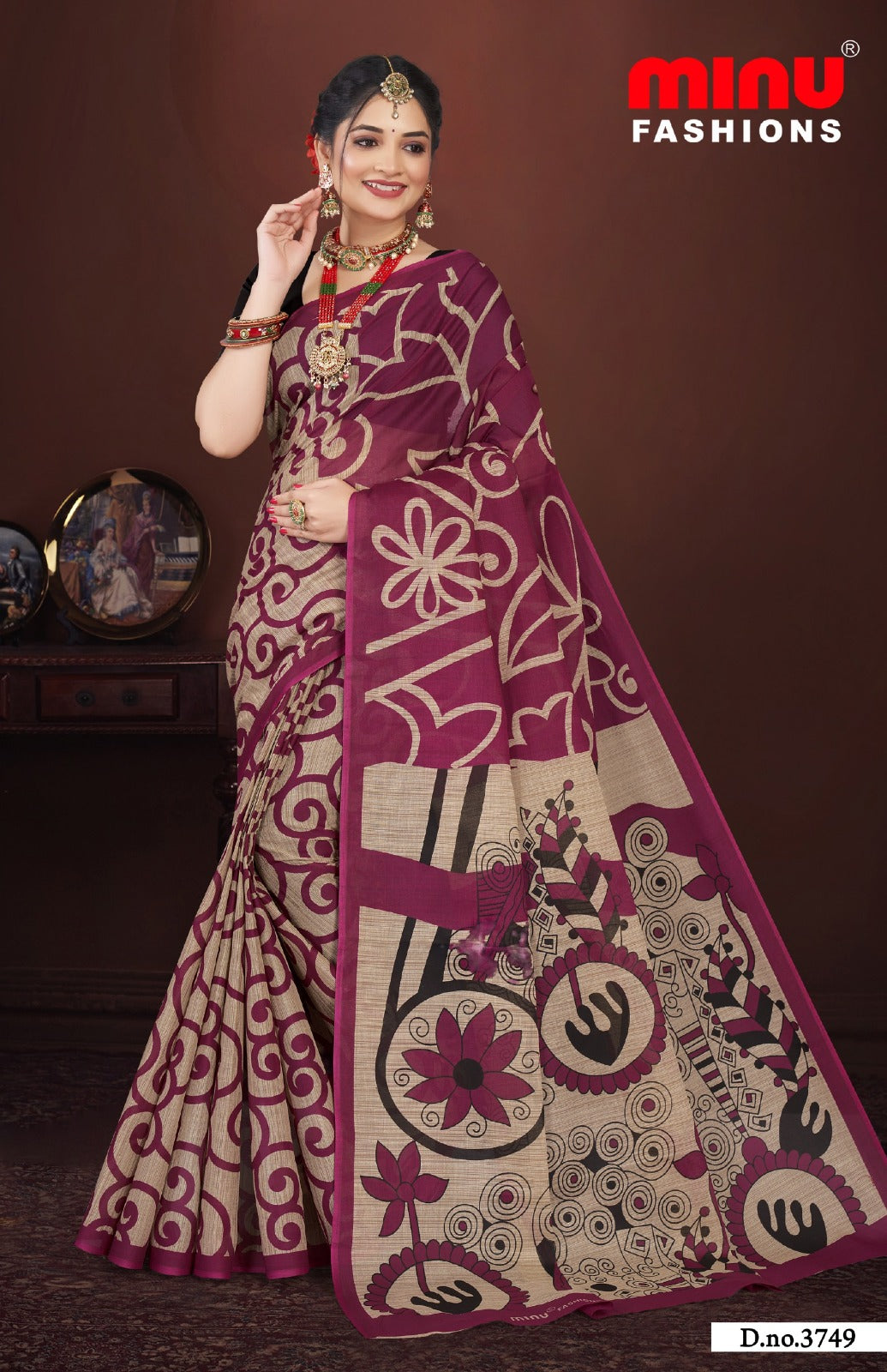 Malai Cotton Saree Velvet Touch (Vol-12) - 10 Pcs Set