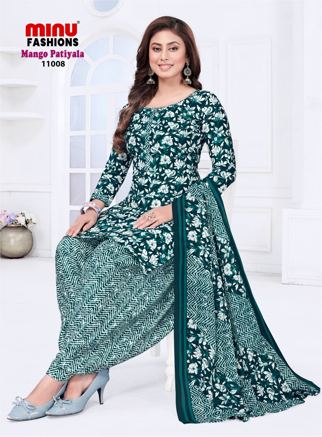 Printed Cotton Stitched Salwar Suit Mango Patiyala (Vol-11) - 10 Pcs Set