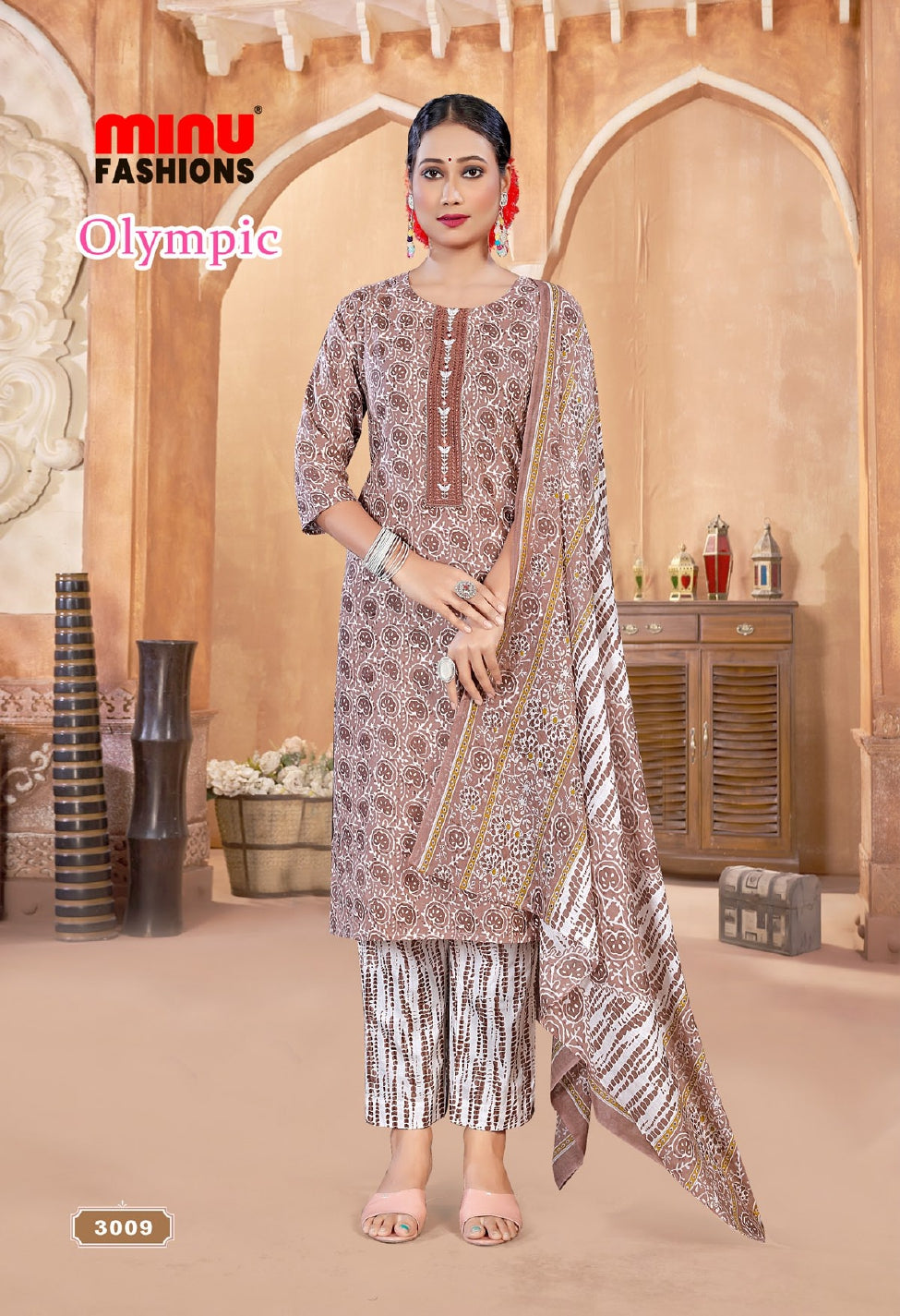 Printed Cotton Stitched Salwar Suit Olympics (Vol-3) - 10 Pcs Set