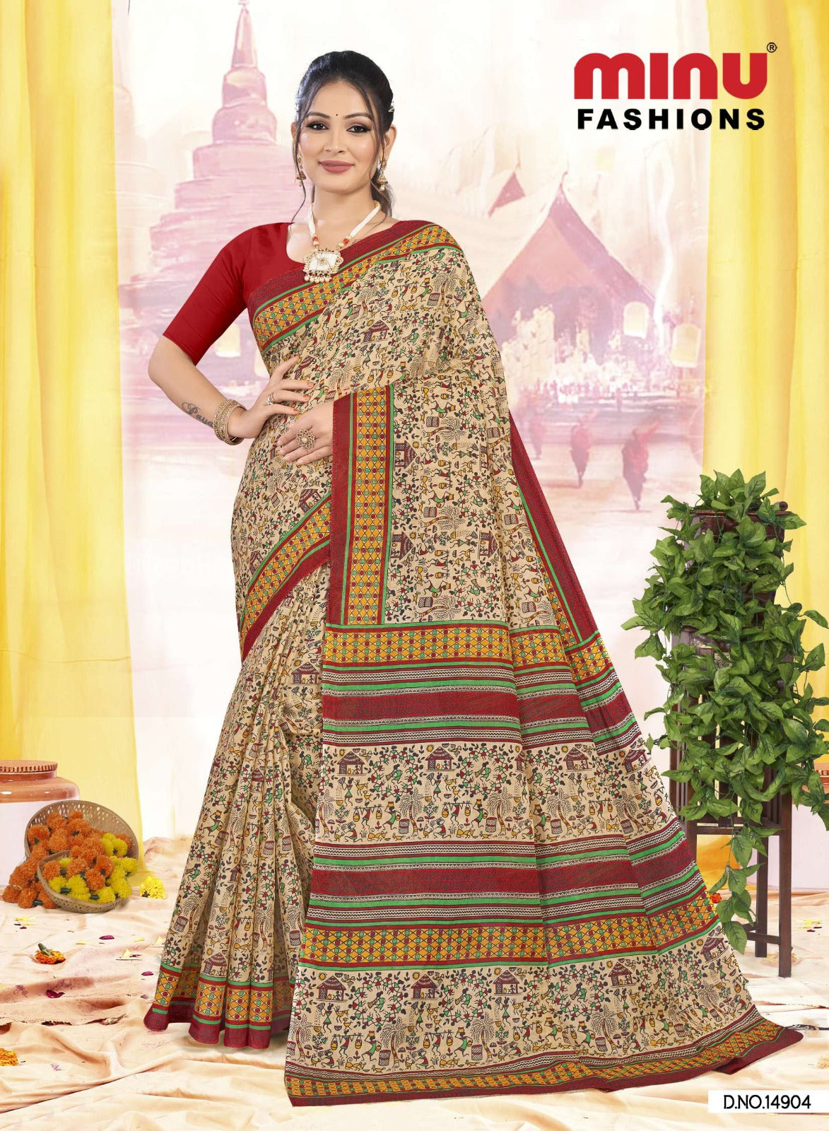 Printed Cotton Saree Rajanya Block (Vol-3) - 10 Pcs Set