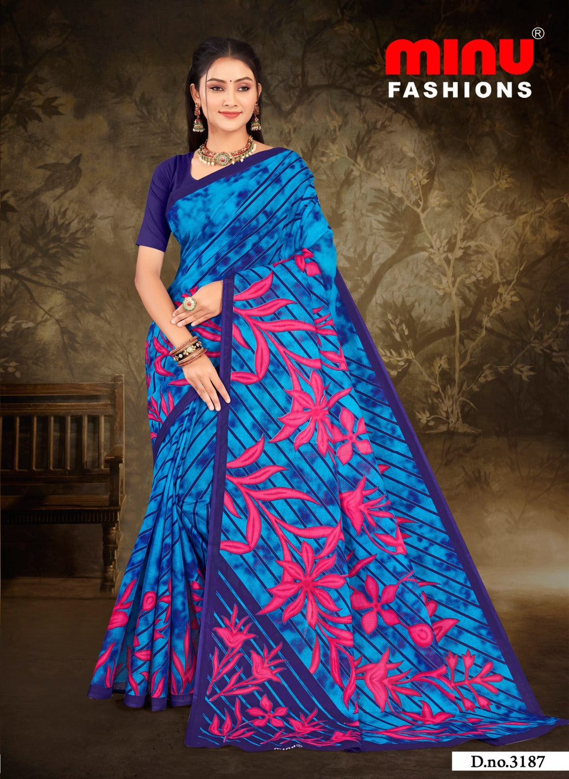 Printed Cotton Saree Kulfi - 10 Pcs Set
