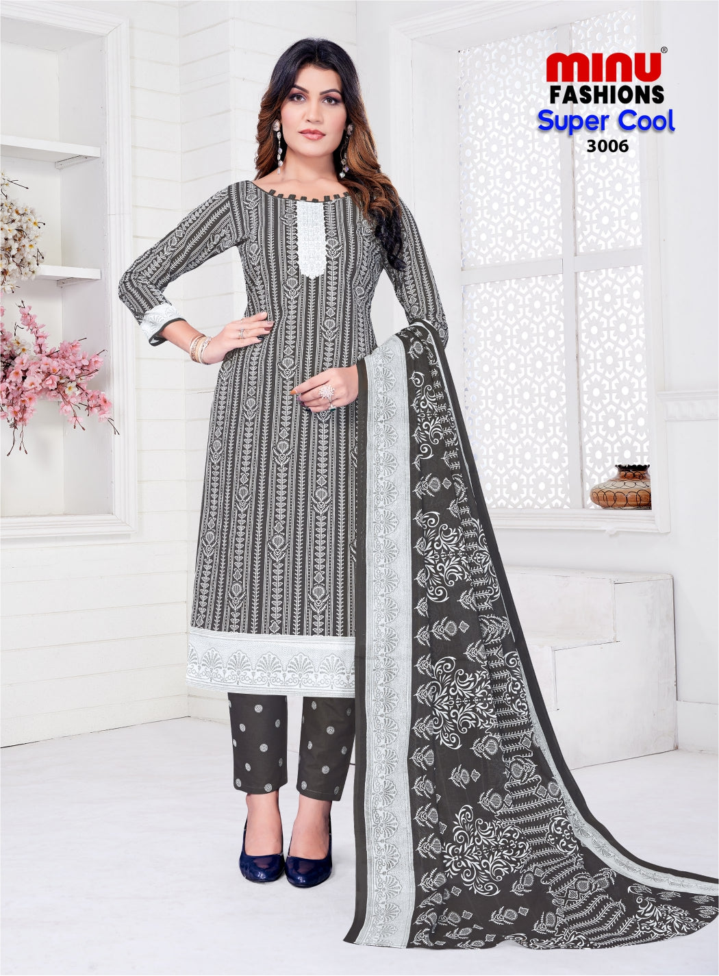 Printed Cotton Stitched Salwar Suit Super Cool - 10 Pcs Set