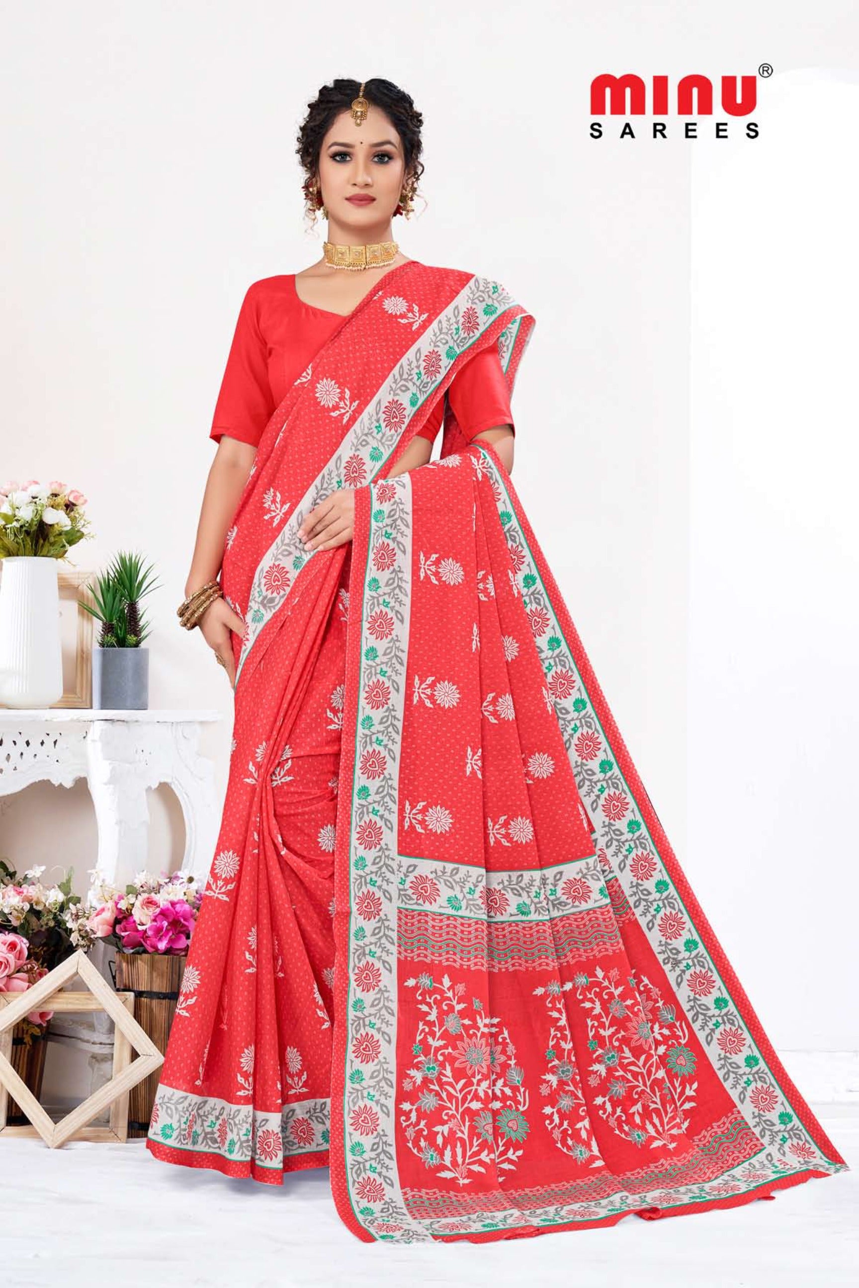best offers Minu cotton saree for sale online image 