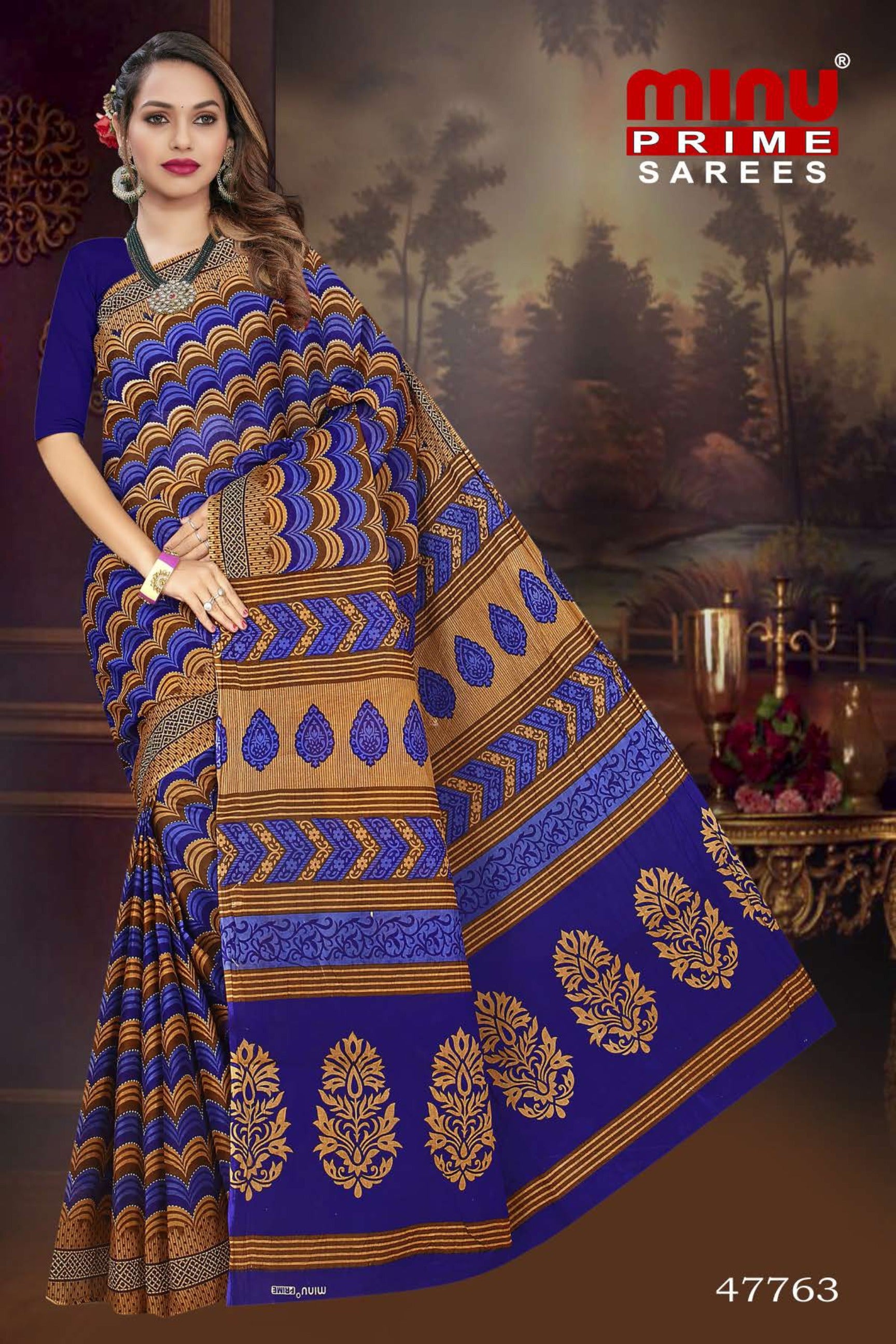 best offers on blue designer printed saree for wholesale