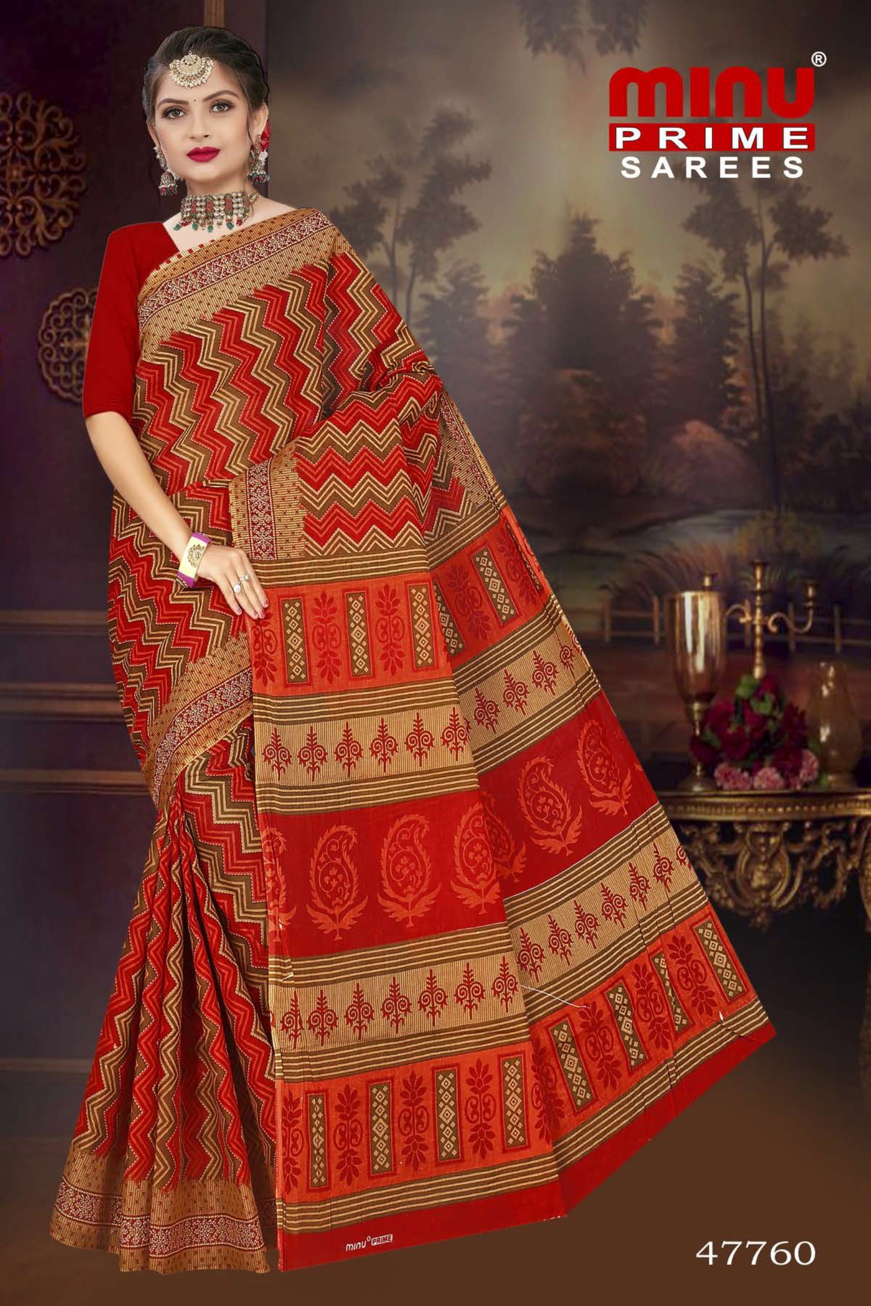 red printed best quality Cotton saree from saree manufacturer in Kolkata from 