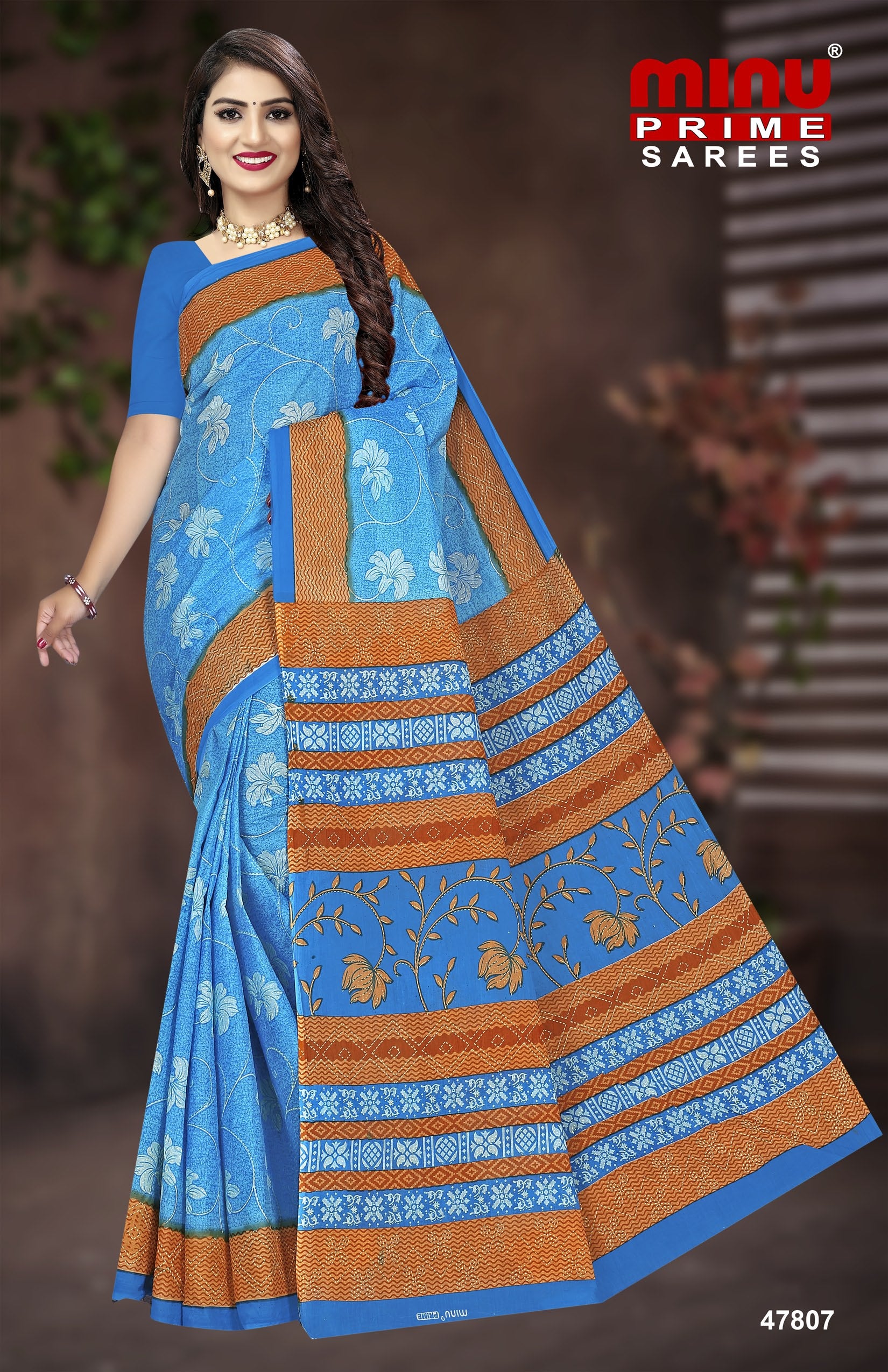 Blue pure cotton sarees wholesale online