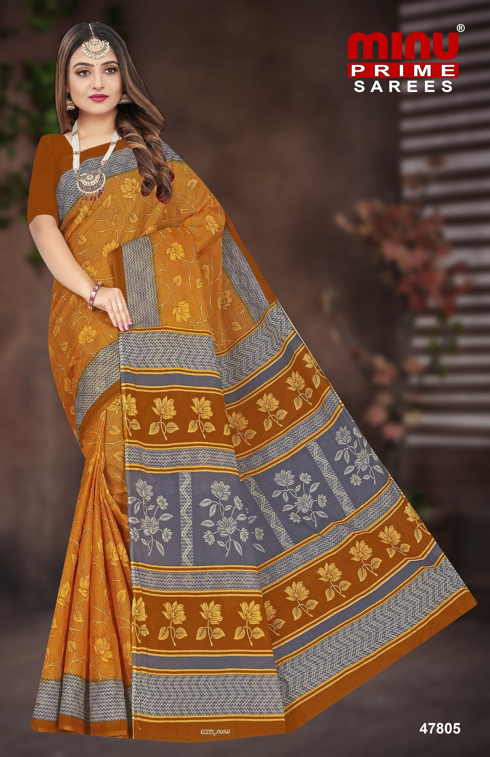 yellow printed cotton saree wholesale