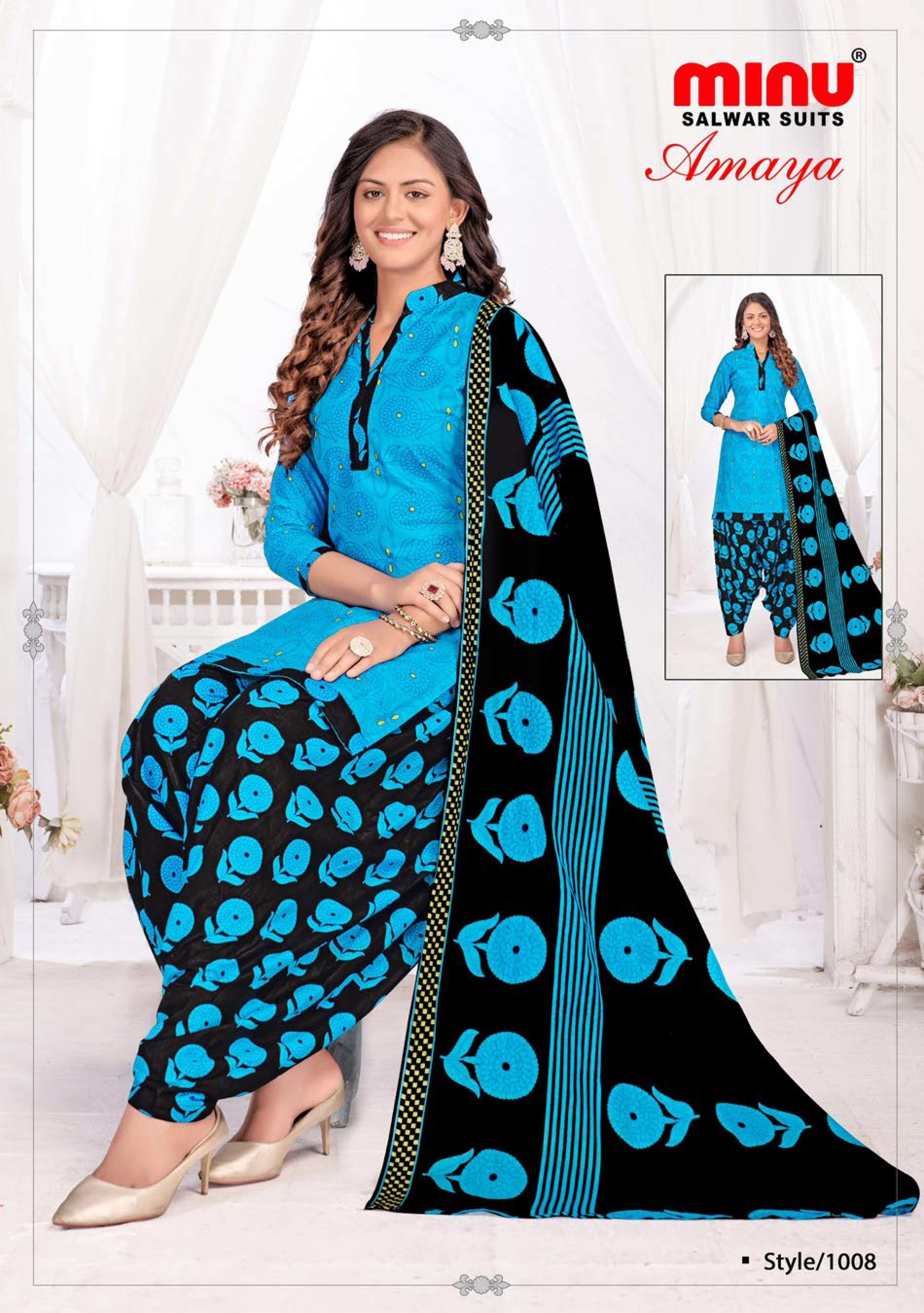 blue salwar suit - party wear unstitched dress material