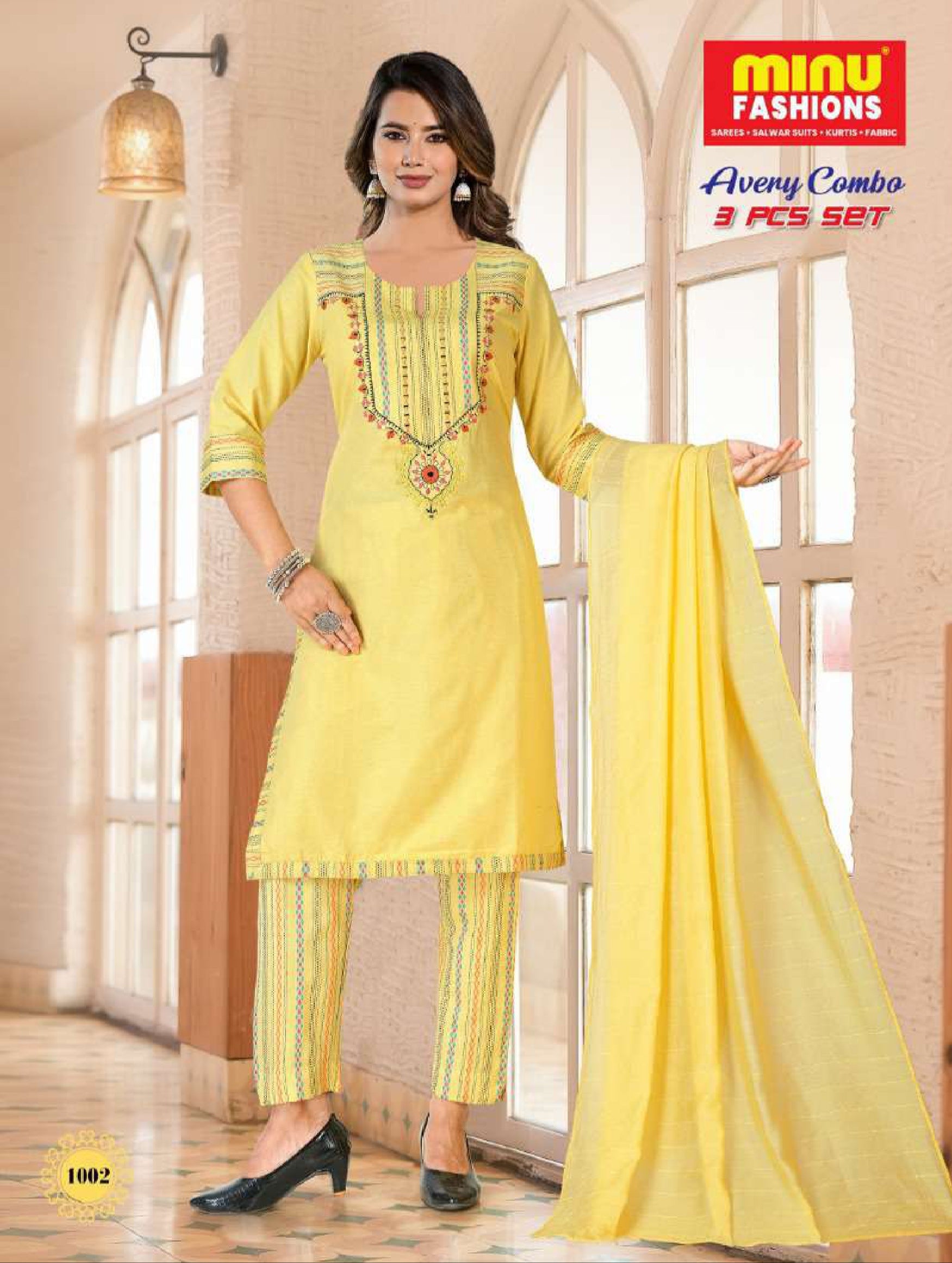 Embroidered Kurti Set Avery Combo - 04 Pcs Set