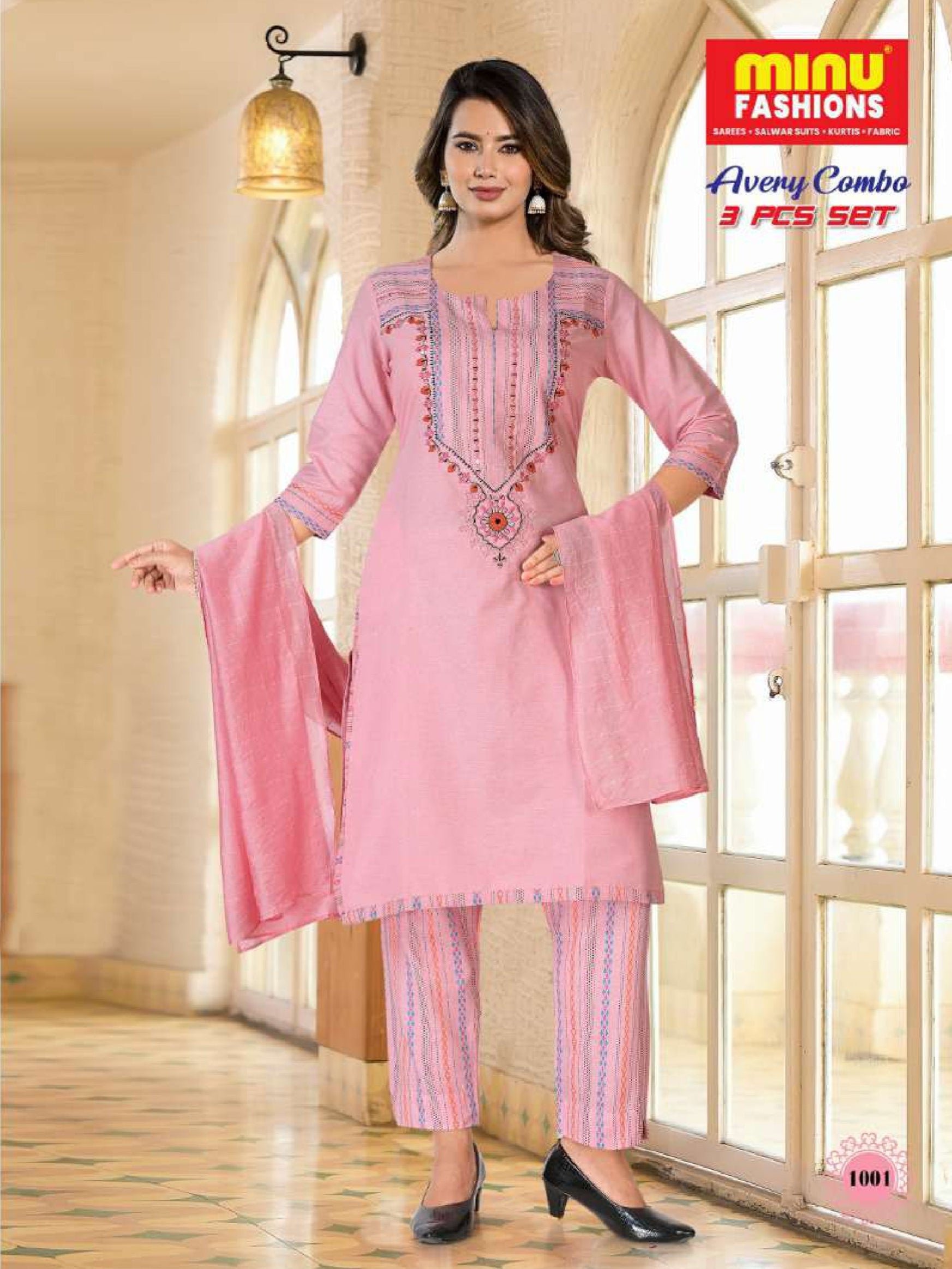 Embroidered Kurti Set Avery Combo - 04 Pcs Set