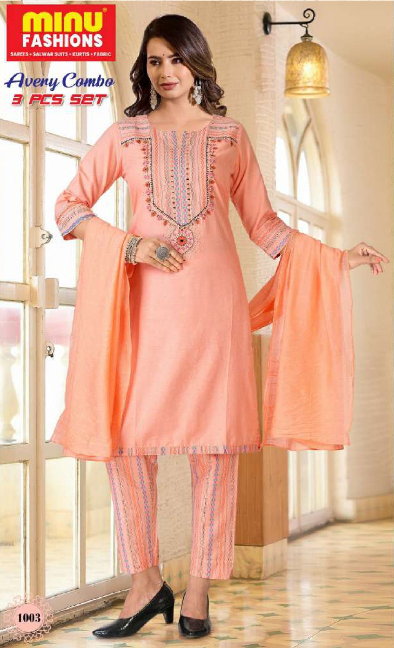 Embroidered Kurti Set Avery Combo - 04 Pcs Set