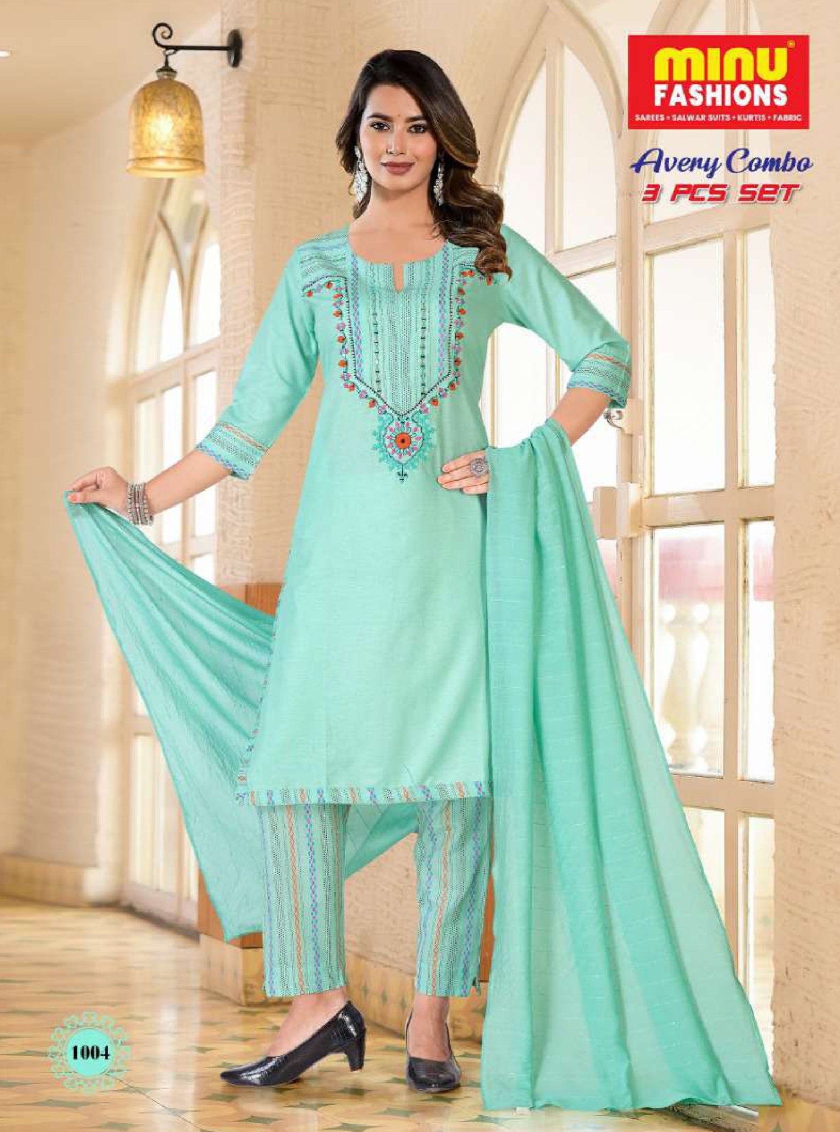 Embroidered Kurti Set Avery Combo - 04 Pcs Set
