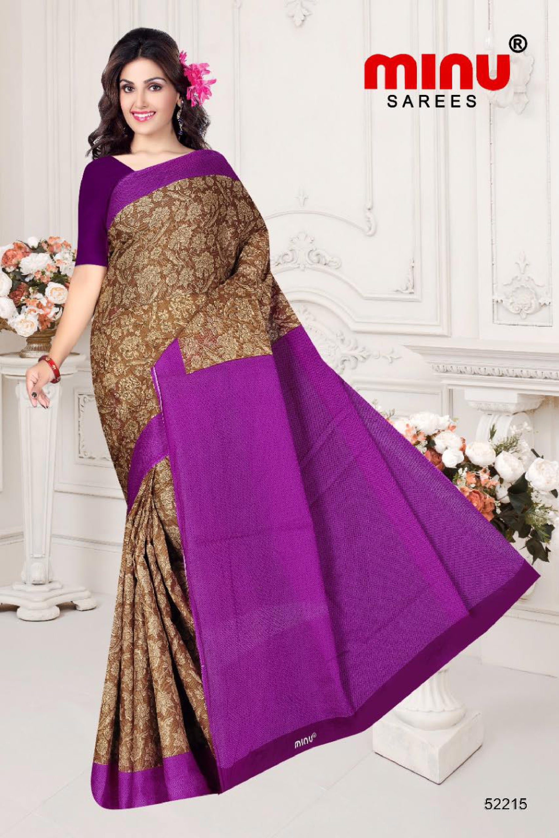 Purple color printed cotton saree at wholesale prices