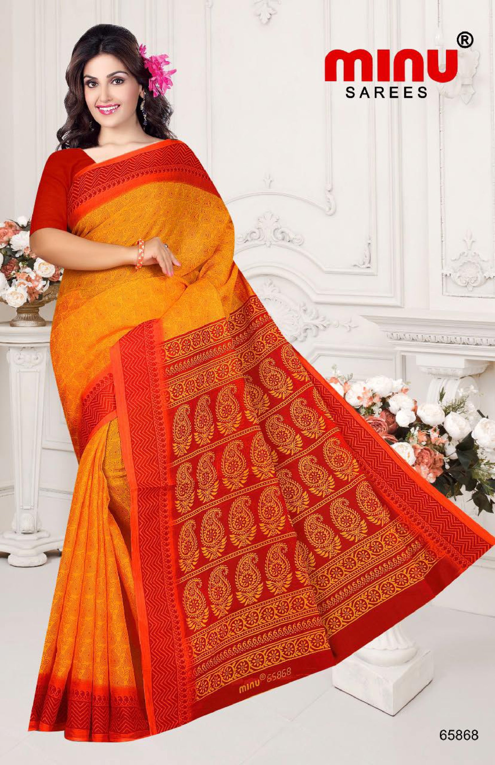 bold and classy cotton saree with printed desigs