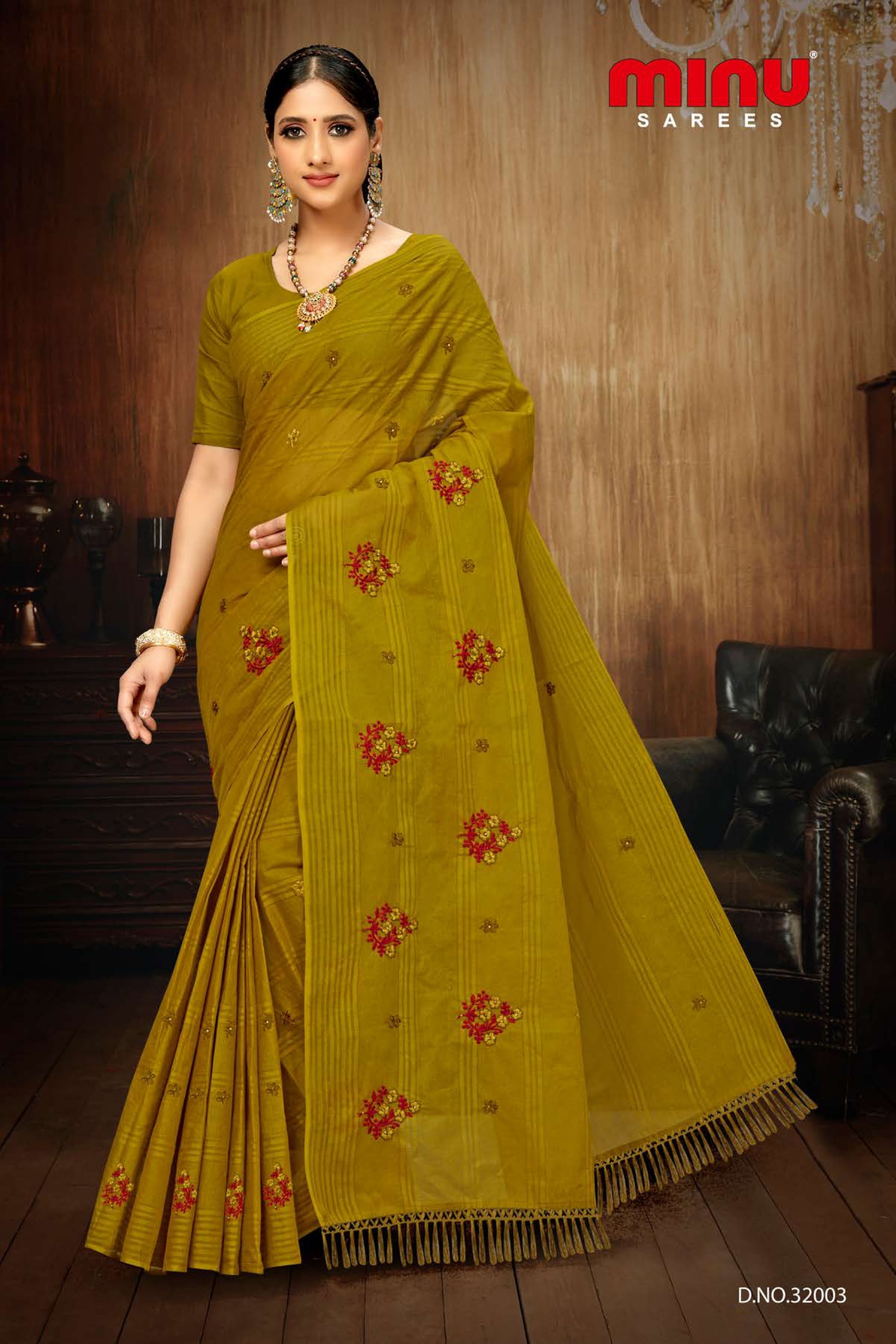 Bold and classy cotton embroidered Saree for women 