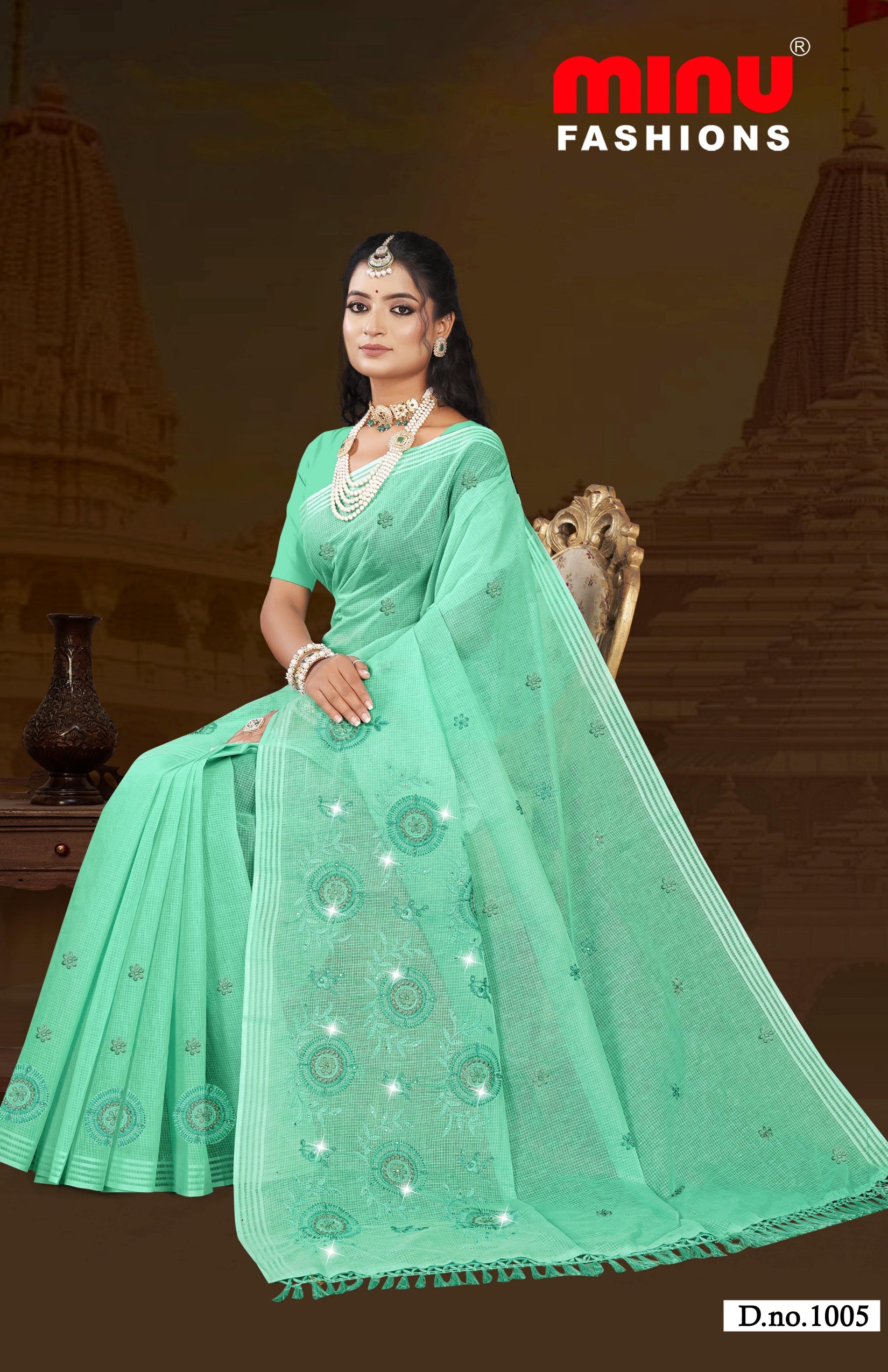 Embroidered Saree Baruni - 08 Pcs Set