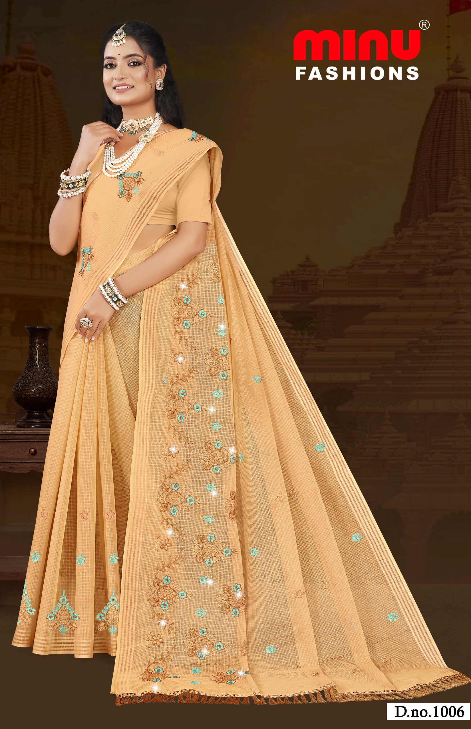 Embroidered Saree Baruni - 08 Pcs Set