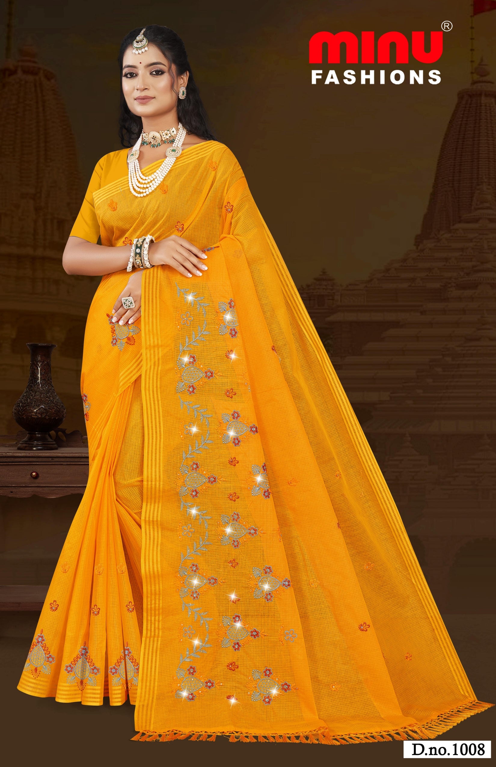 Embroidered Saree Baruni - 08 Pcs Set