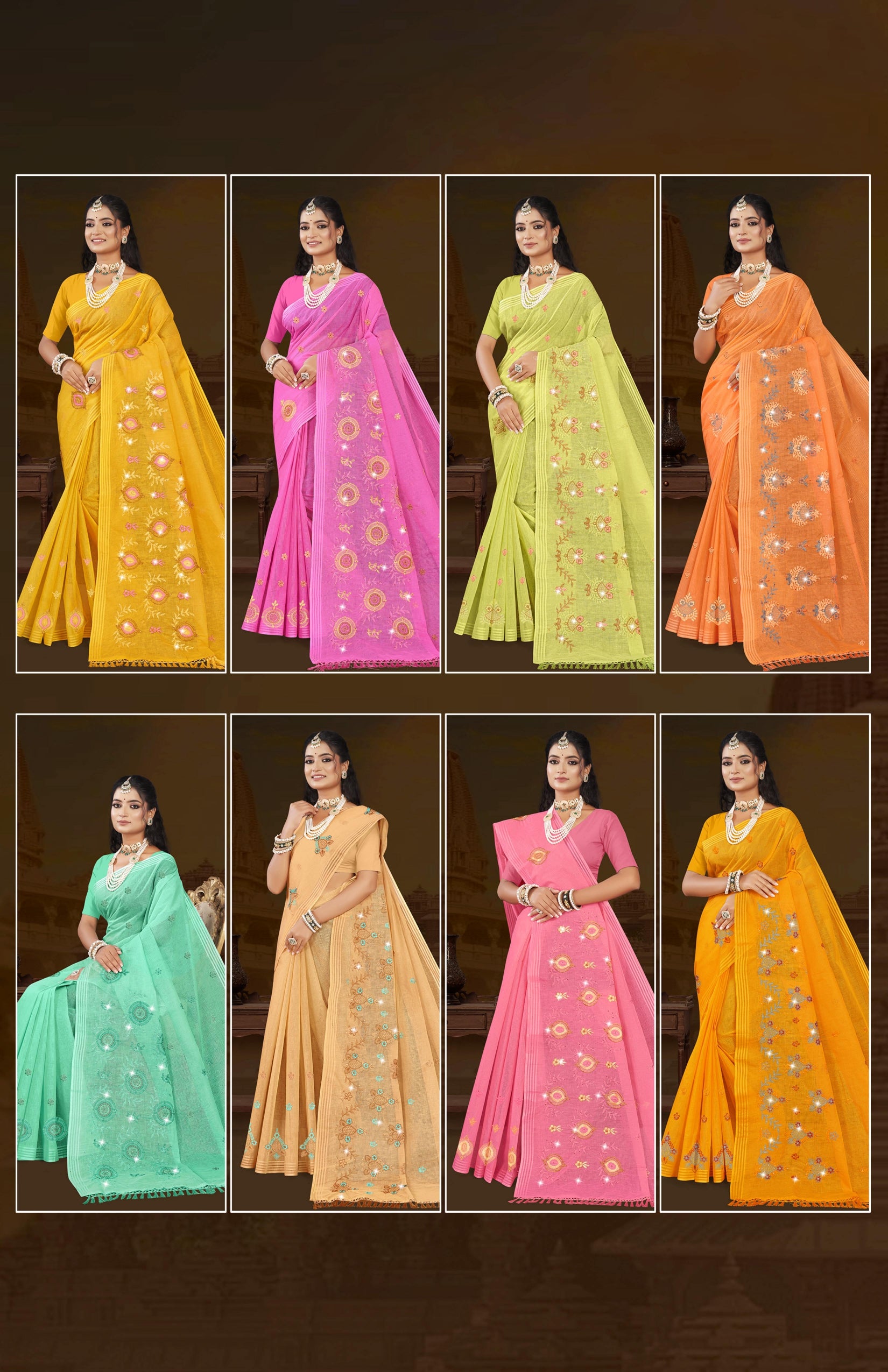 Embroidered Saree Baruni - 08 Pcs Set