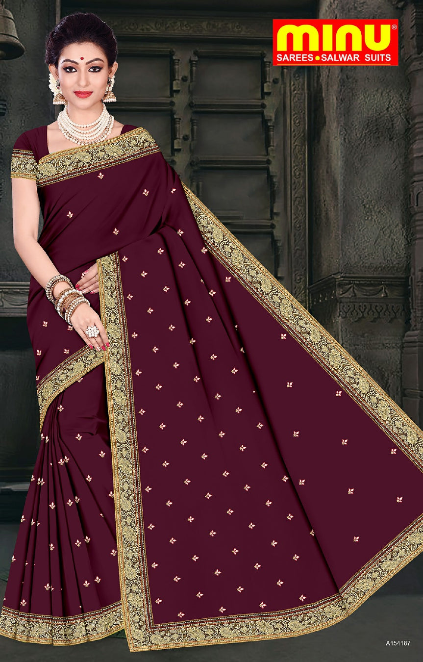 bold and classy embroidered saree at wholesale prices 