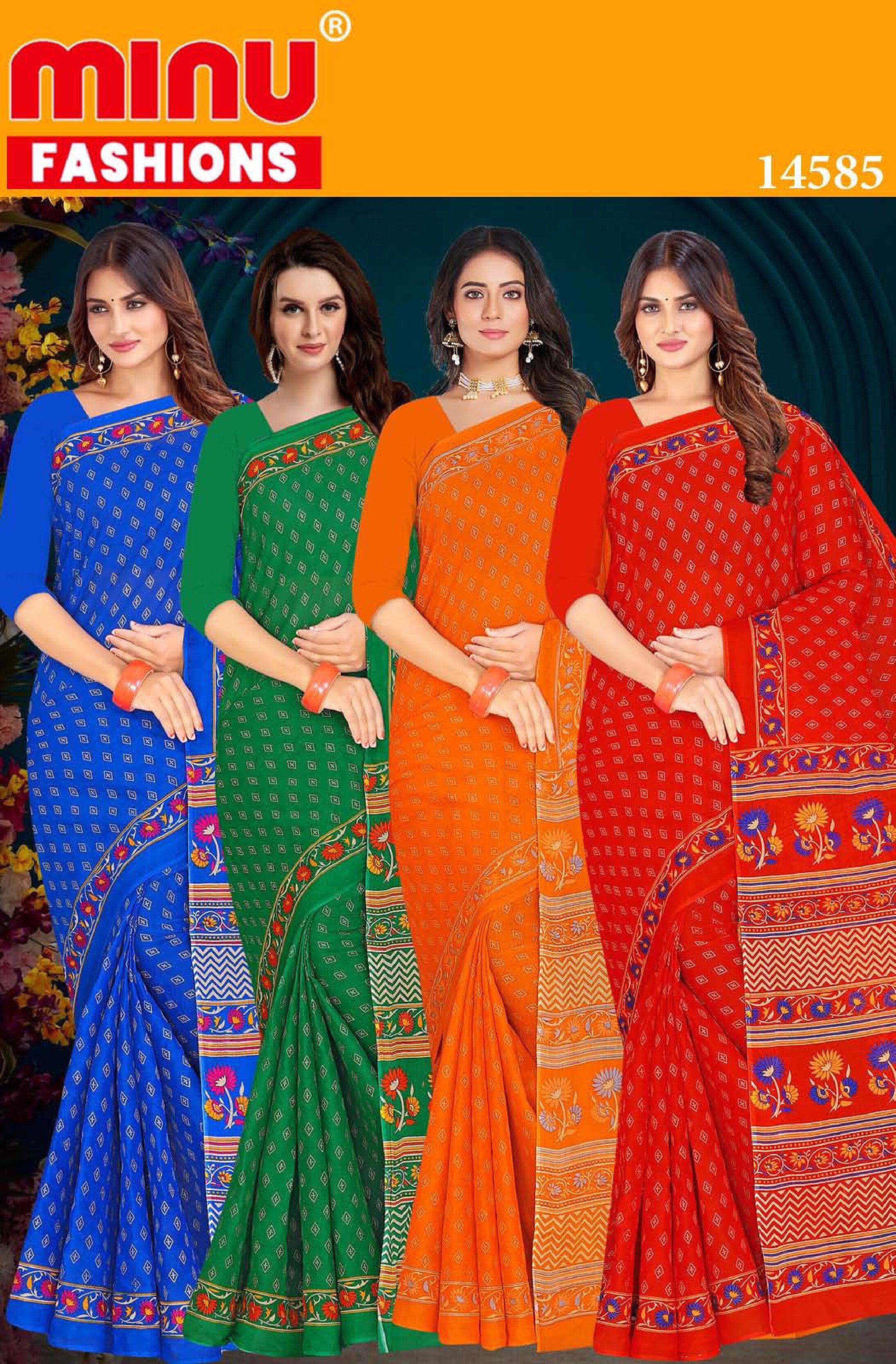 Banita Saree&nbsp;With Lace Border 4 Pcs Single Matching Set