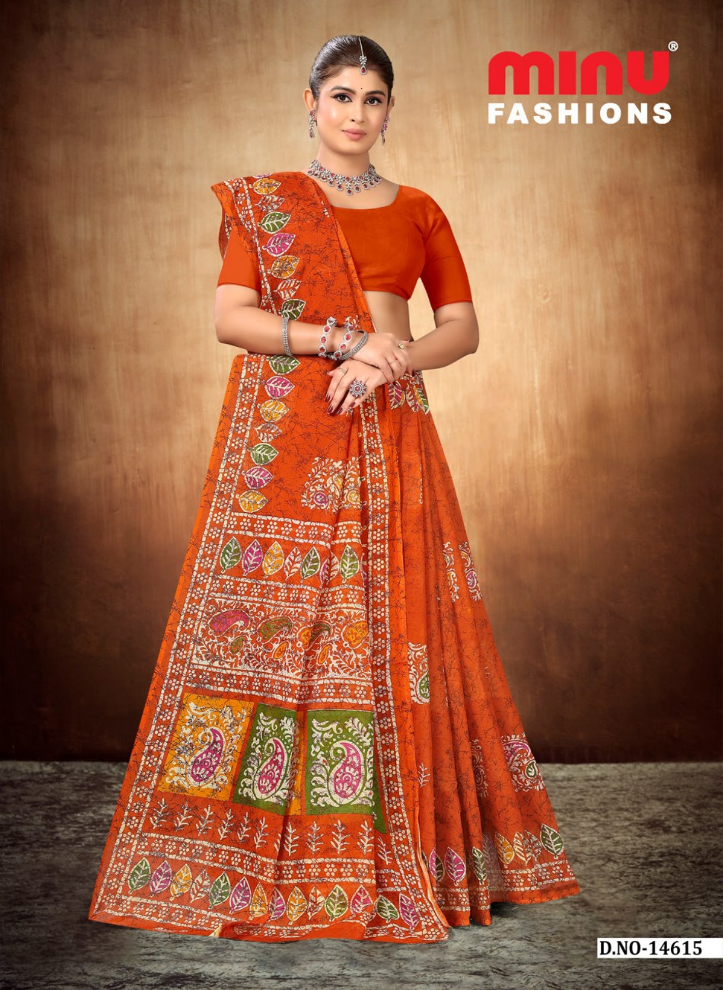 Printed Cotton Saree Bengal Beauty Batik (10 Pcs)