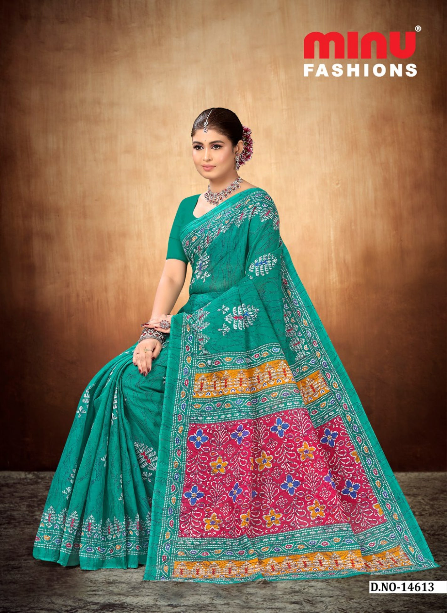 Printed Cotton Saree Bengal Beauty Batik (10 Pcs)