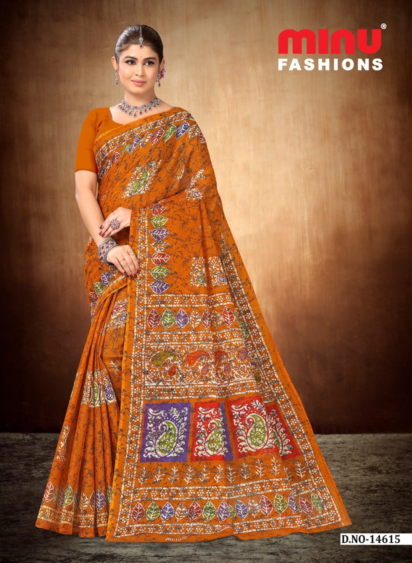 Printed Cotton Saree Bengal Beauty Batik (10 Pcs)