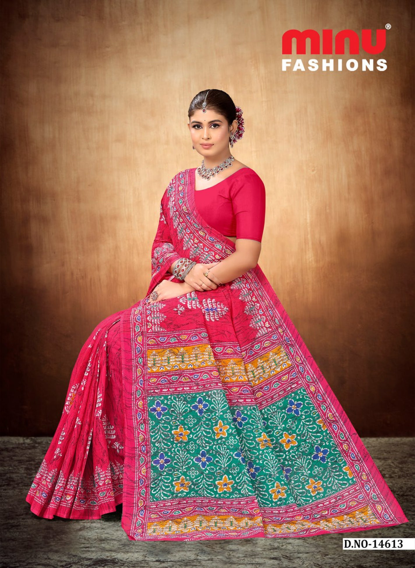 Printed Cotton Saree Bengal Beauty Batik (10 Pcs)