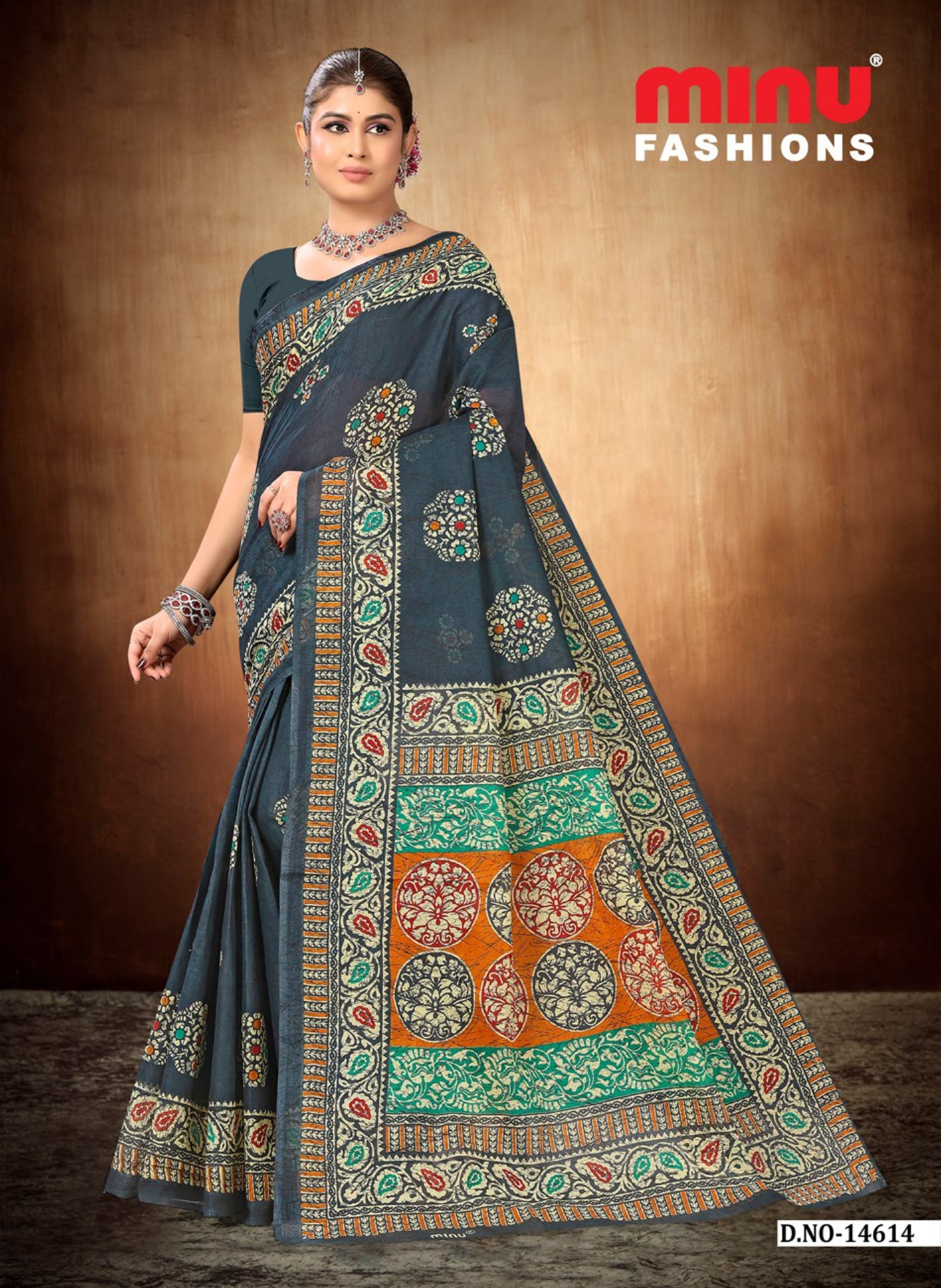 Printed Cotton Saree Bengal Beauty Batik (10 Pcs)