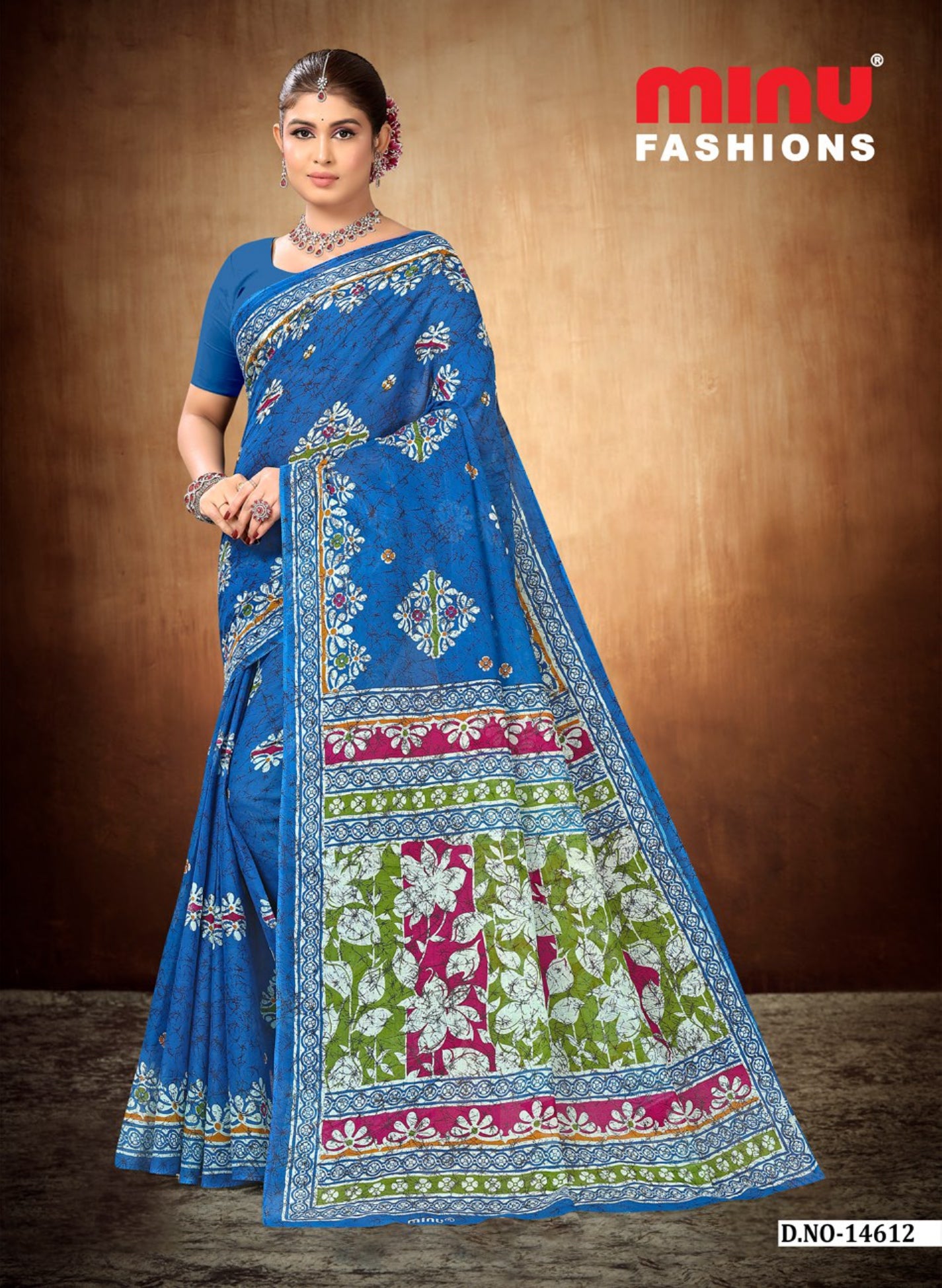 Printed Cotton Saree Bengal Beauty Batik (10 Pcs)