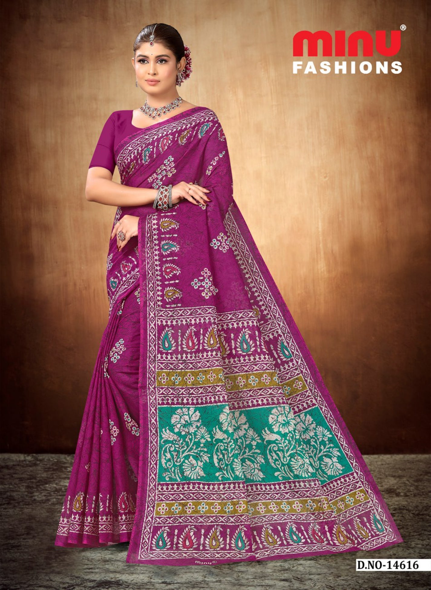 Printed Cotton Saree Bengal Beauty Batik (10 Pcs)