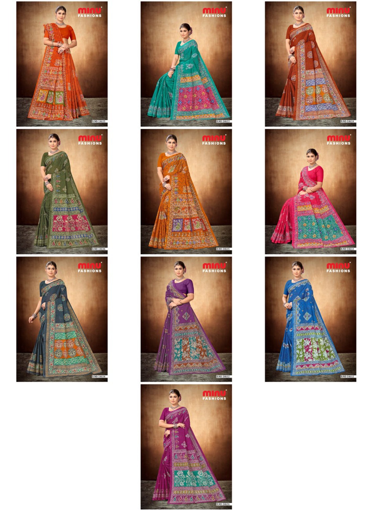 Printed Cotton Saree Bengal Beauty Batik (10 Pcs)