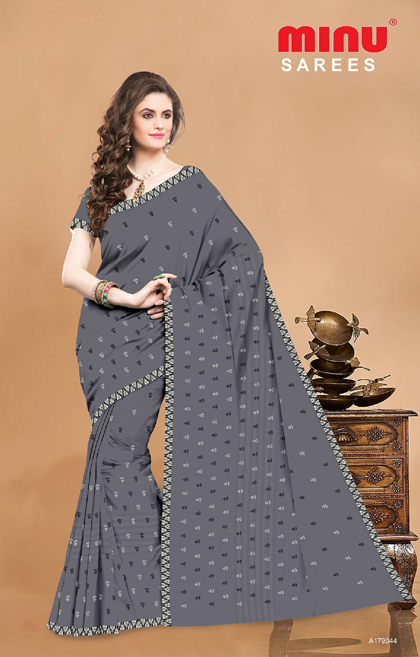 cotton embroidered saree wearing women online image 