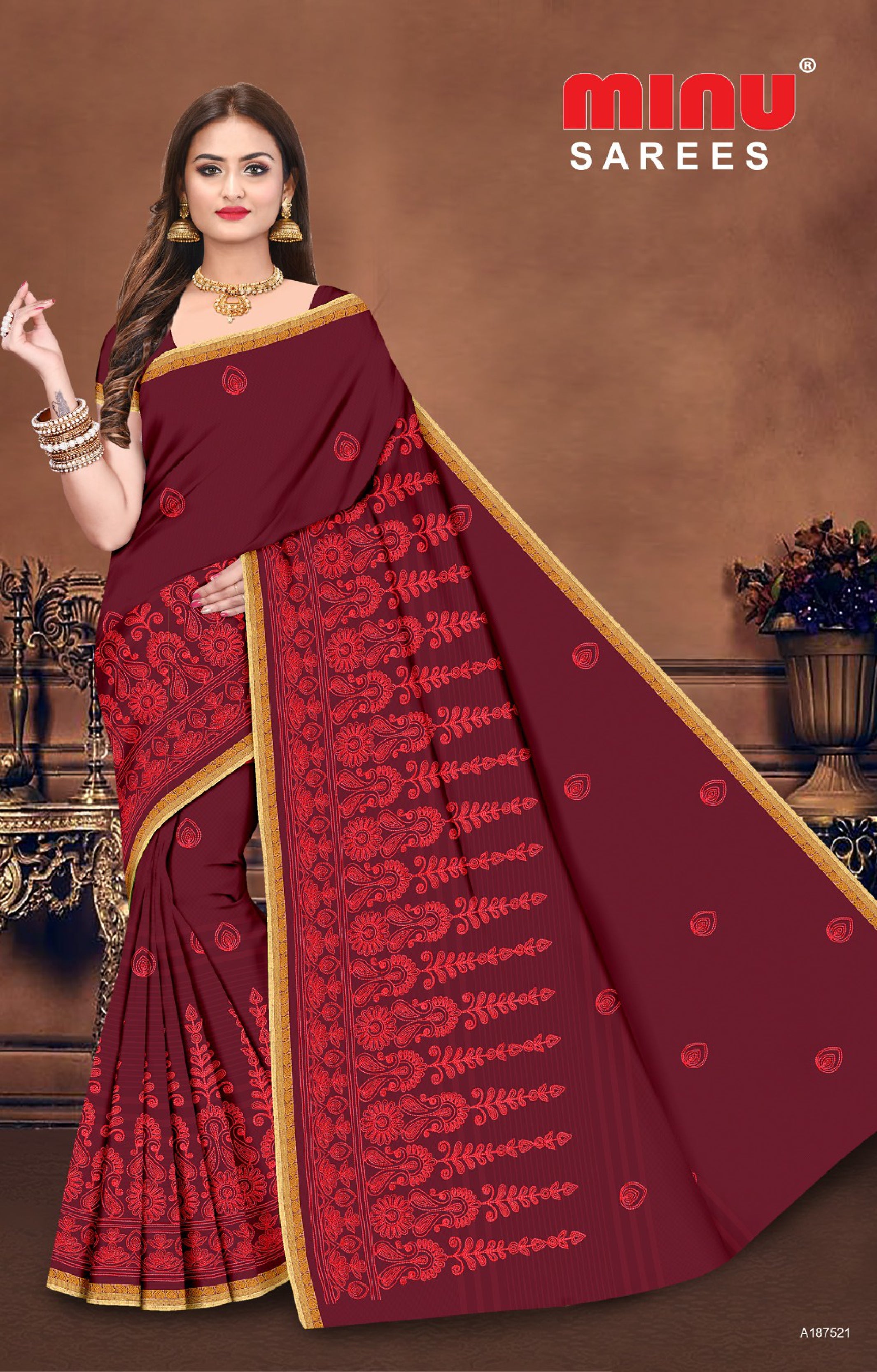 Embroidered Saree Chikankari  EMB (8P)