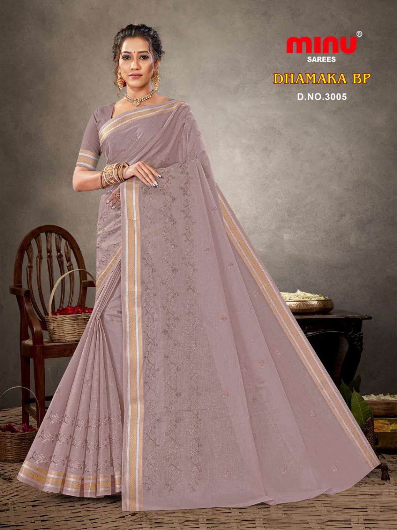 online image of embroidered saree wearing woman