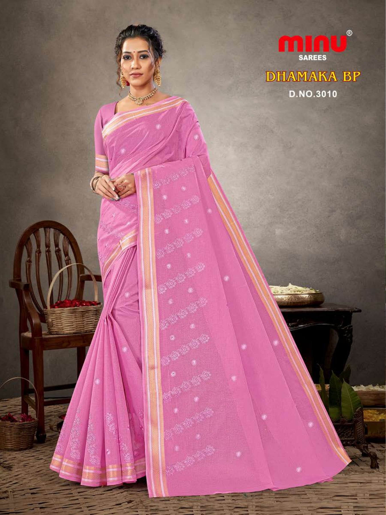 best quality cotton embroidered saree for online wholesalers 