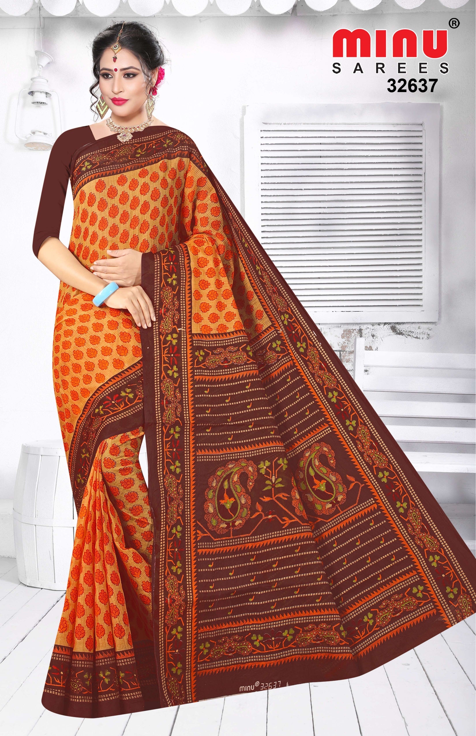 bold and classy printed cotton saree for women