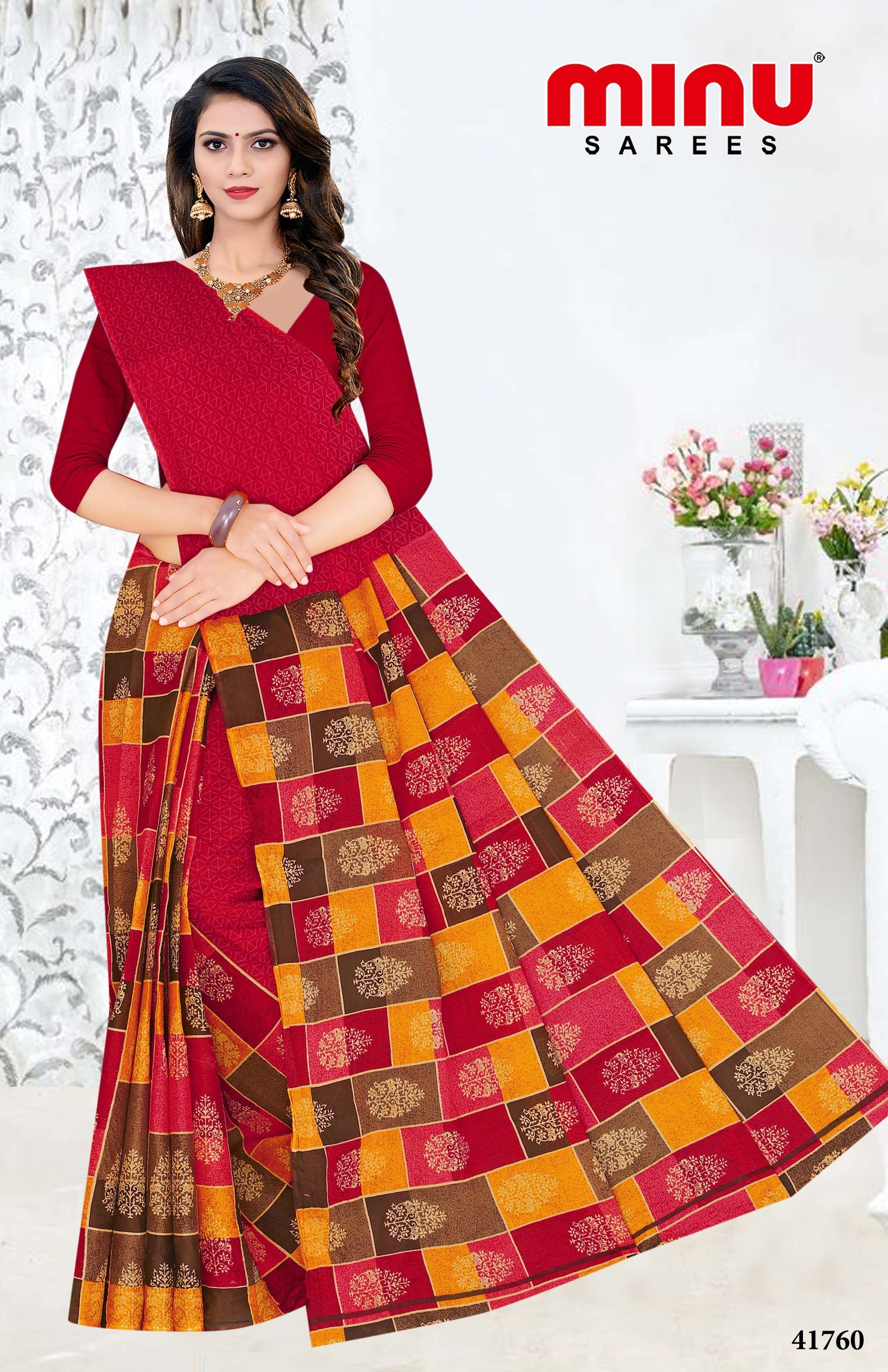 Red printed saree from the best saree manufacturer 