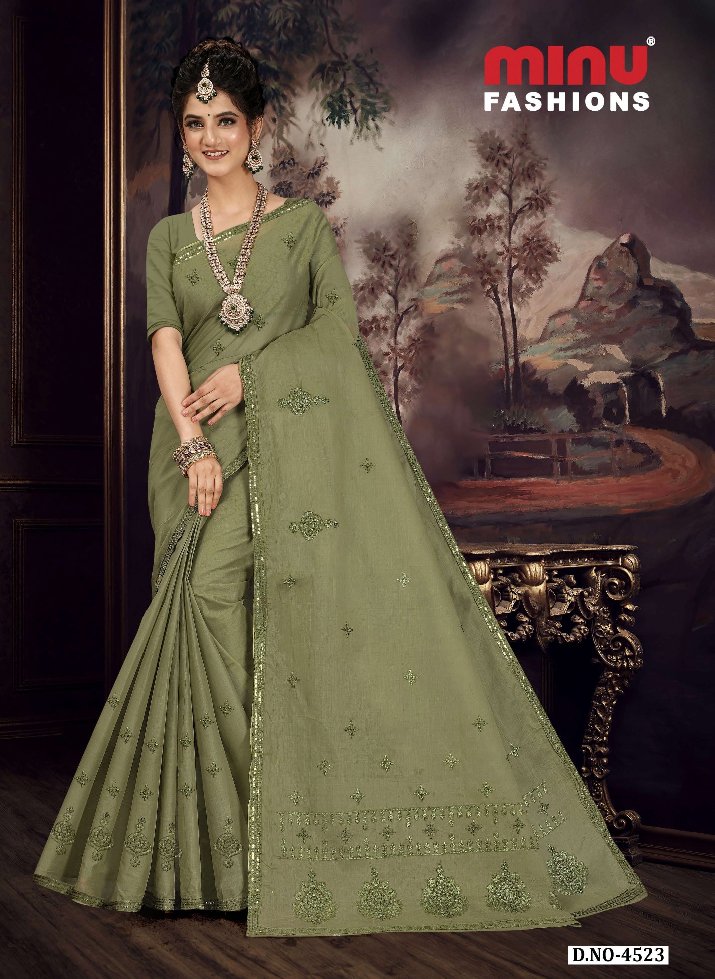 Embroidered Saree Eliza Sequence - 08 Pcs Set