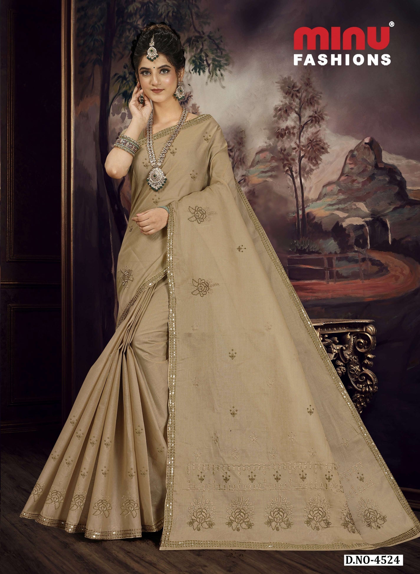 Embroidered Saree Eliza Sequence - 08 Pcs Set