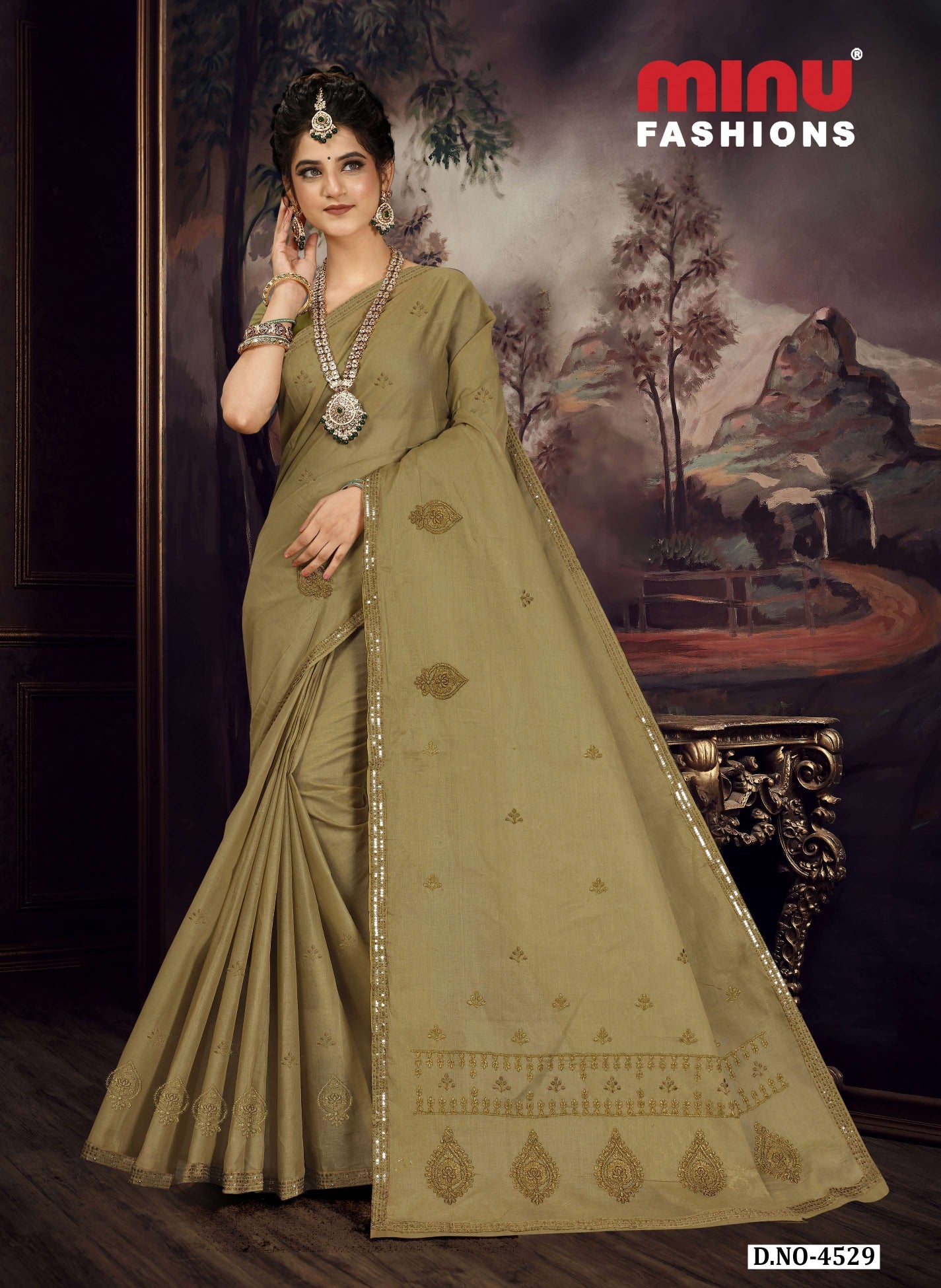 Embroidered Saree Eliza Sequence - 08 Pcs Set